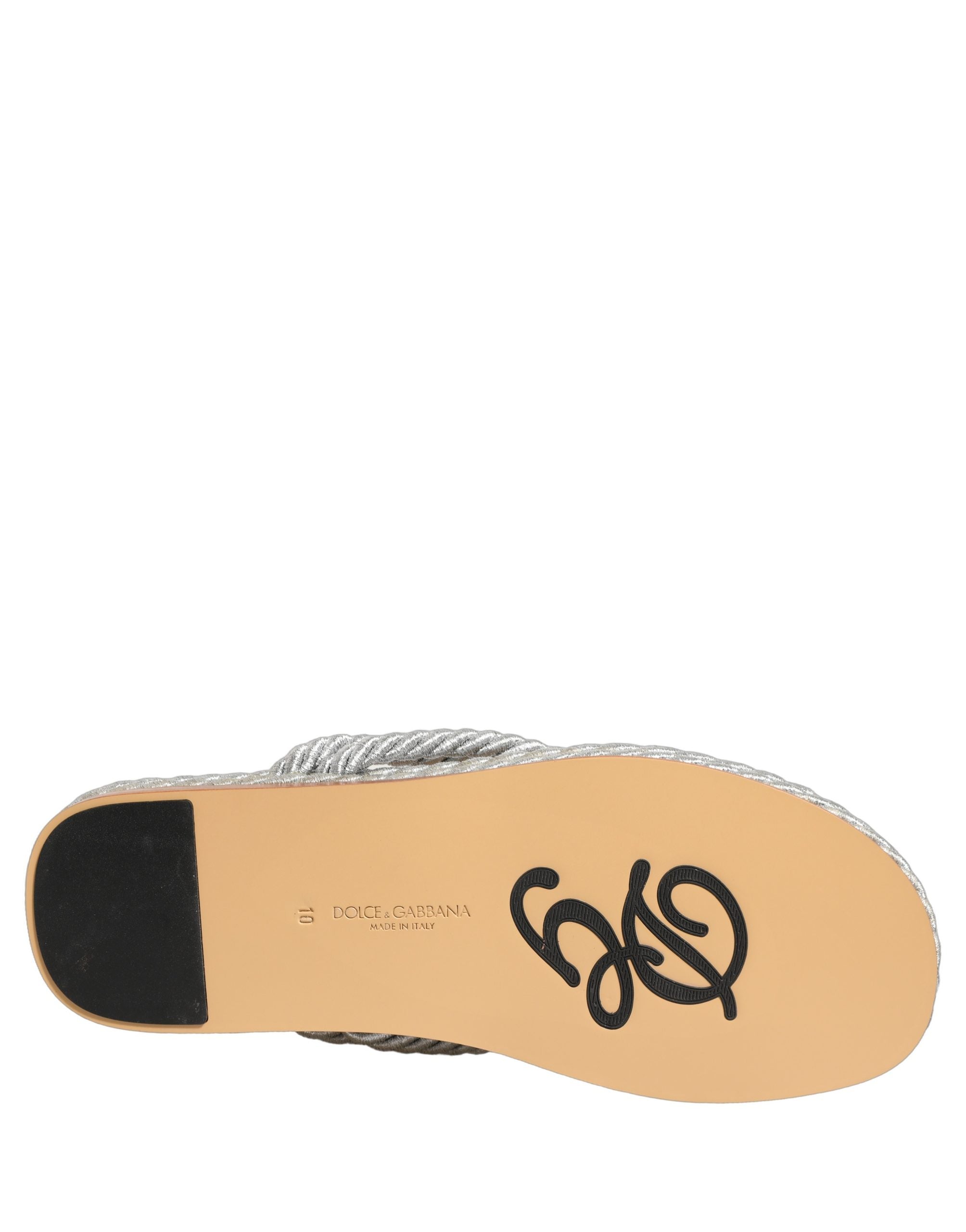 Sandales à enfiler en corde argentée de Dolce & Gabbana, chaussures confortables et élégantes pour l'été.