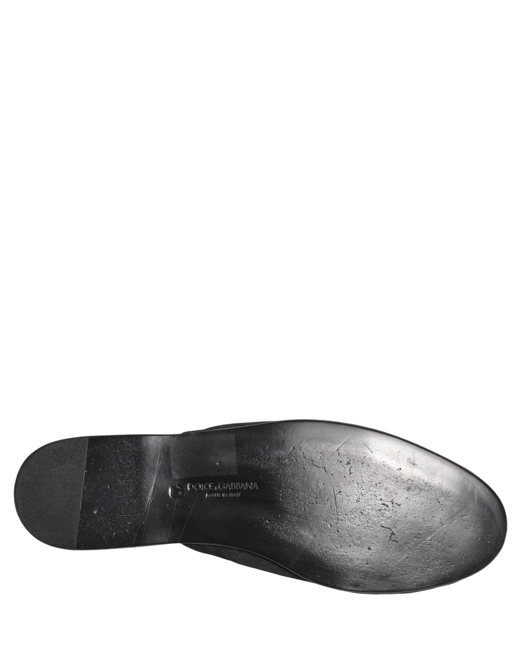 Chaussures hommes Dolce & Gabbana, slippers plates en daim noir, slip-on confortables et élégants pour l'été.