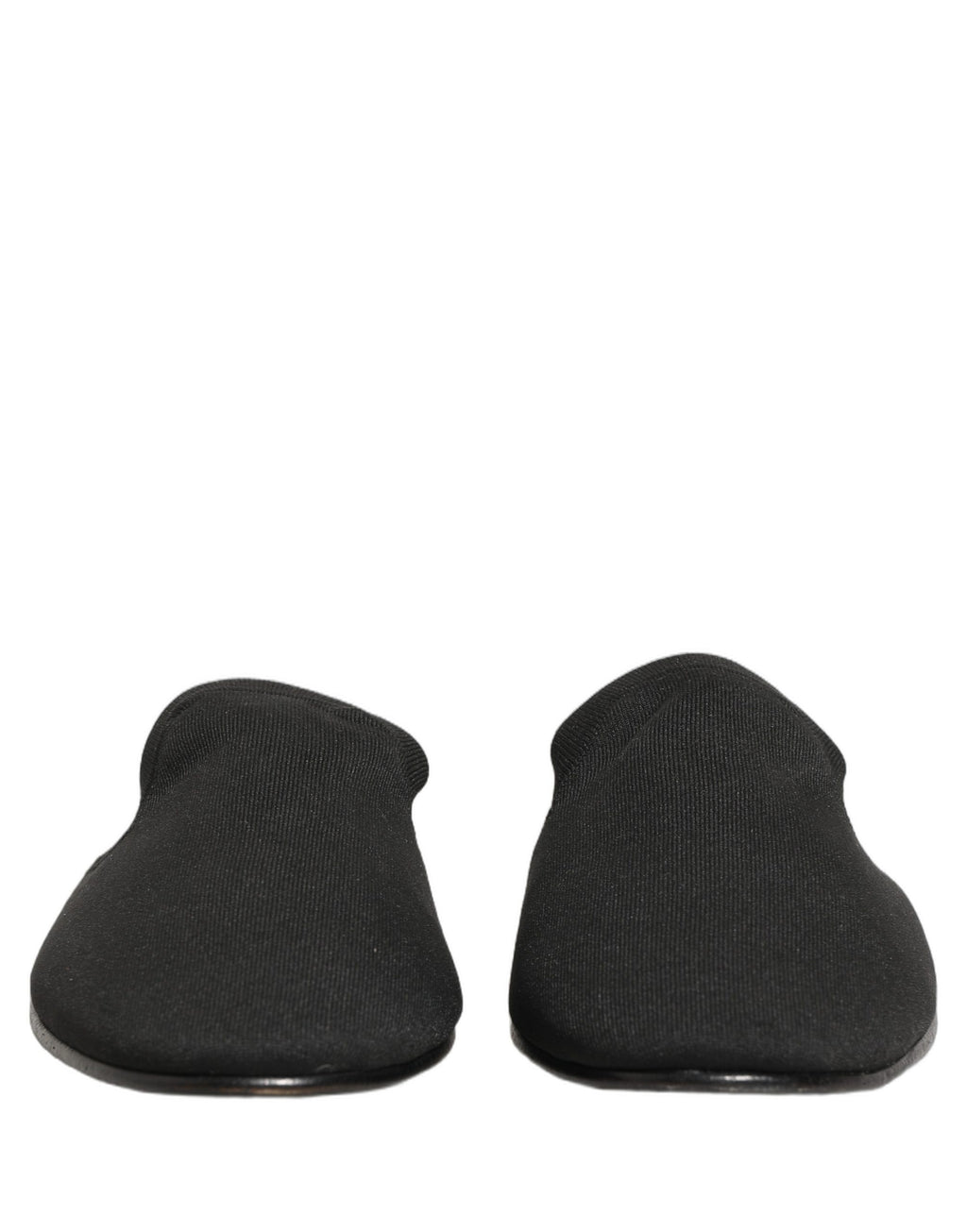 Mules en daim noir Dolce & Gabbana pour homme, chaussures plates élégantes et confortables, vue de côté.