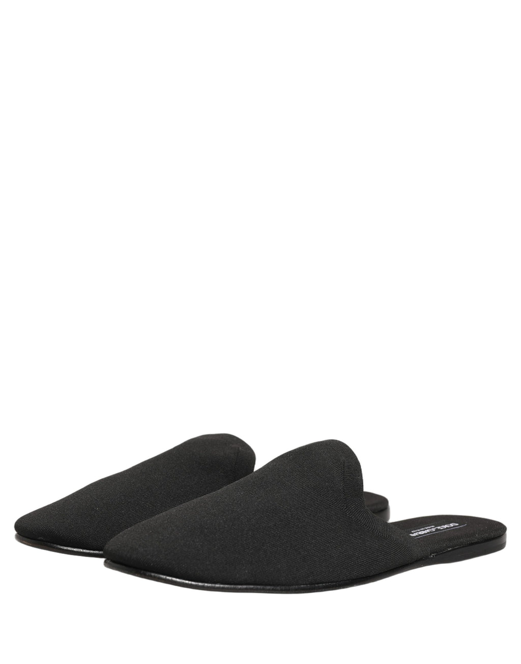Sandales plates en daim noir Dolce & Gabbana pour hommes, slippers élégants et confortables, design simple et sophistiqué.
