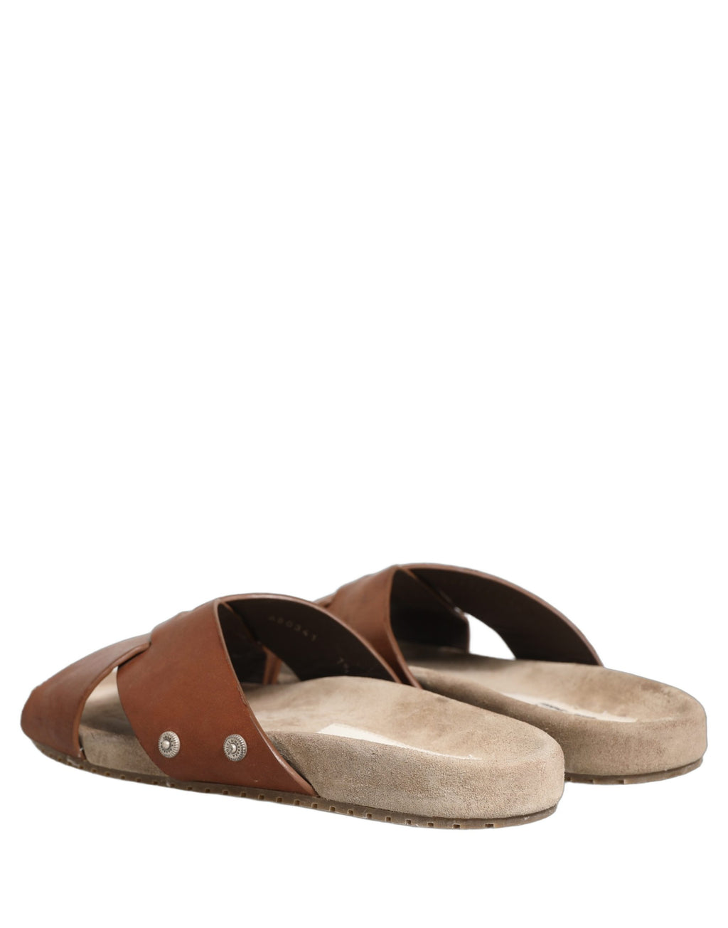 Sandales Dolce & Gabbana en cuir de veau marron, slides élégantes et confortables, vues de face avec semelle en cuir.