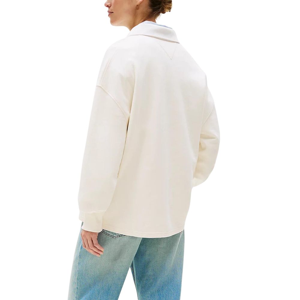 Sweatshirt beige en polyamide de Tommy Hilfiger, coupe décontractée avec logo discret sur la poitrine.