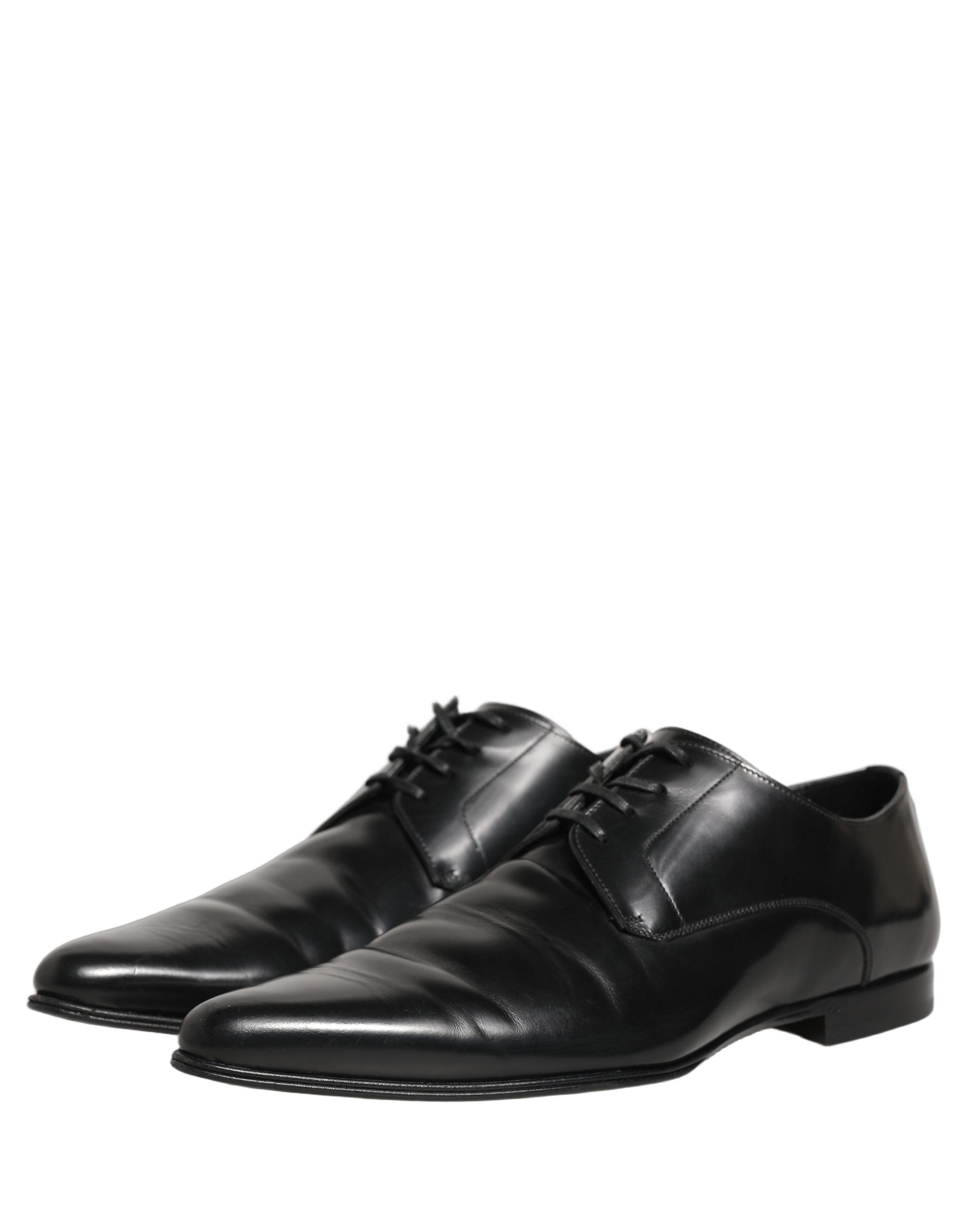 Chaussures Derby habillées en cuir noir pour homme de la marque Dolce & Gabbana, élégantes et formelles.