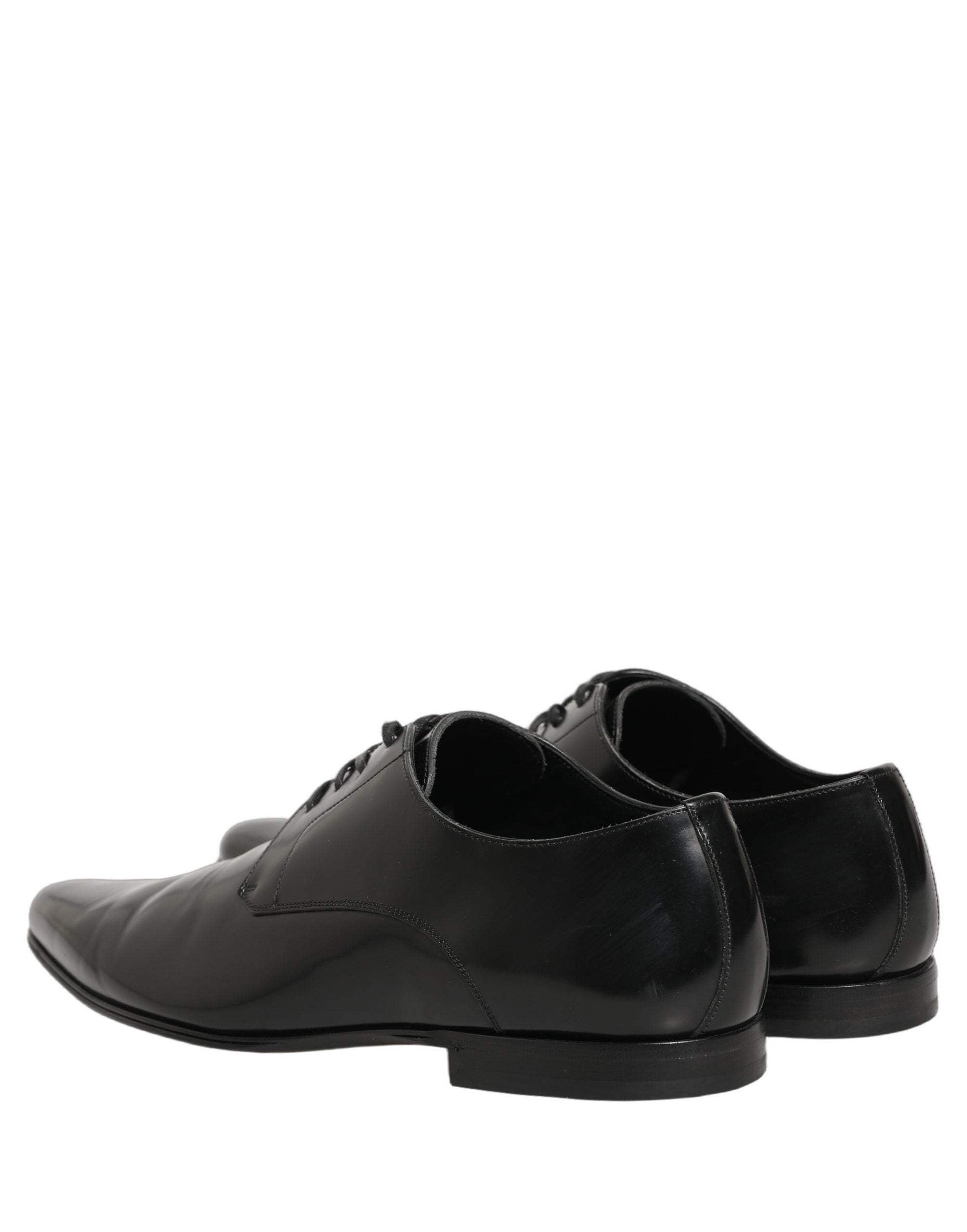 Chaussures Derby en cuir noir Dolce & Gabbana pour homme, élégantes chaussures formelles pour occasion spéciale.