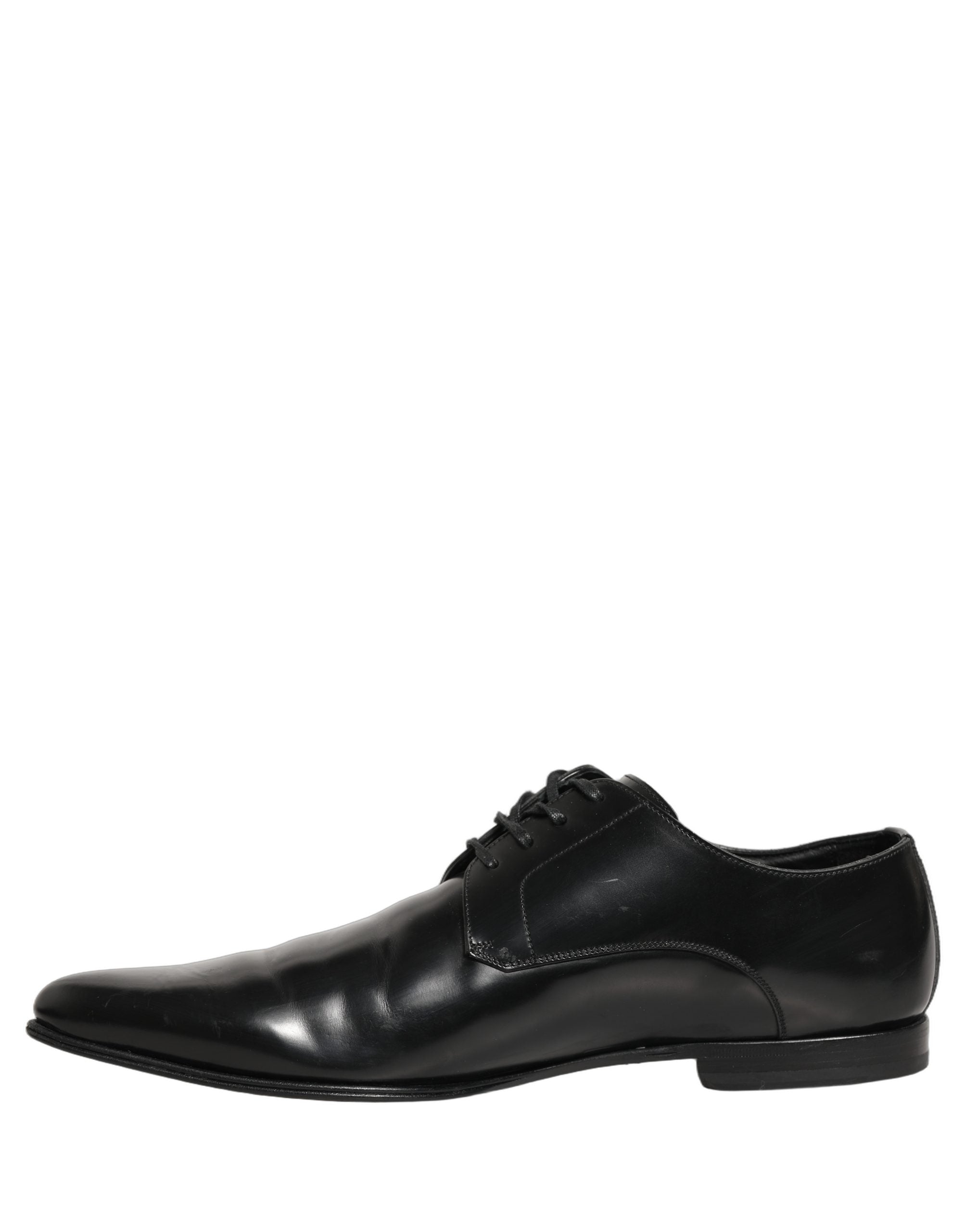 Chaussures Derby en cuir noir Dolce & Gabbana pour homme, chaussures formelles élégantes et sophistiquées.