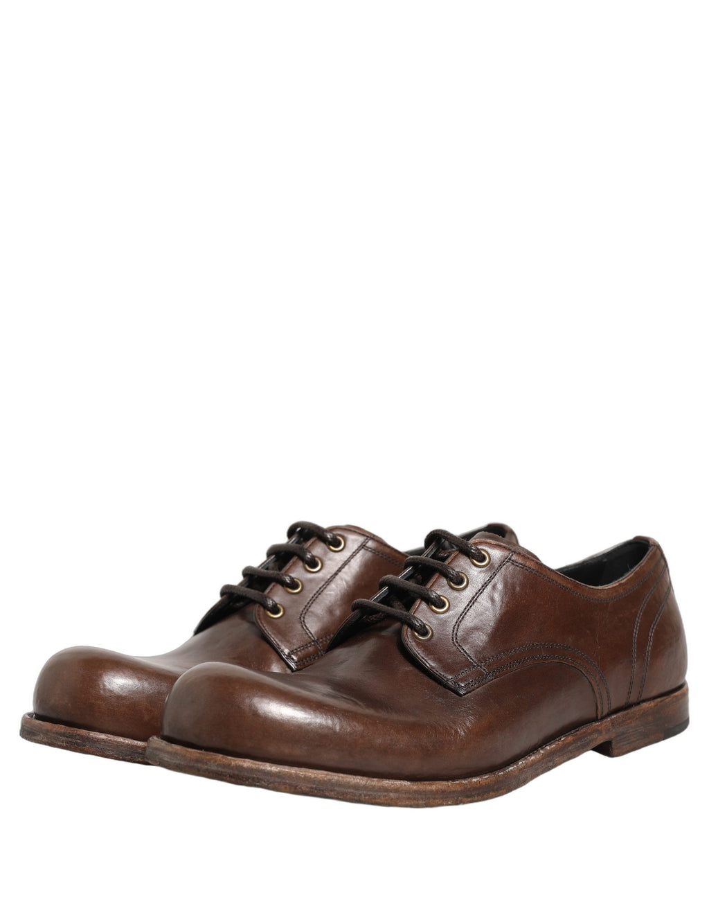 Chaussures Derby en cuir marron Dolce & Gabbana pour homme, chaussures formelles élégantes et sophistiquées.