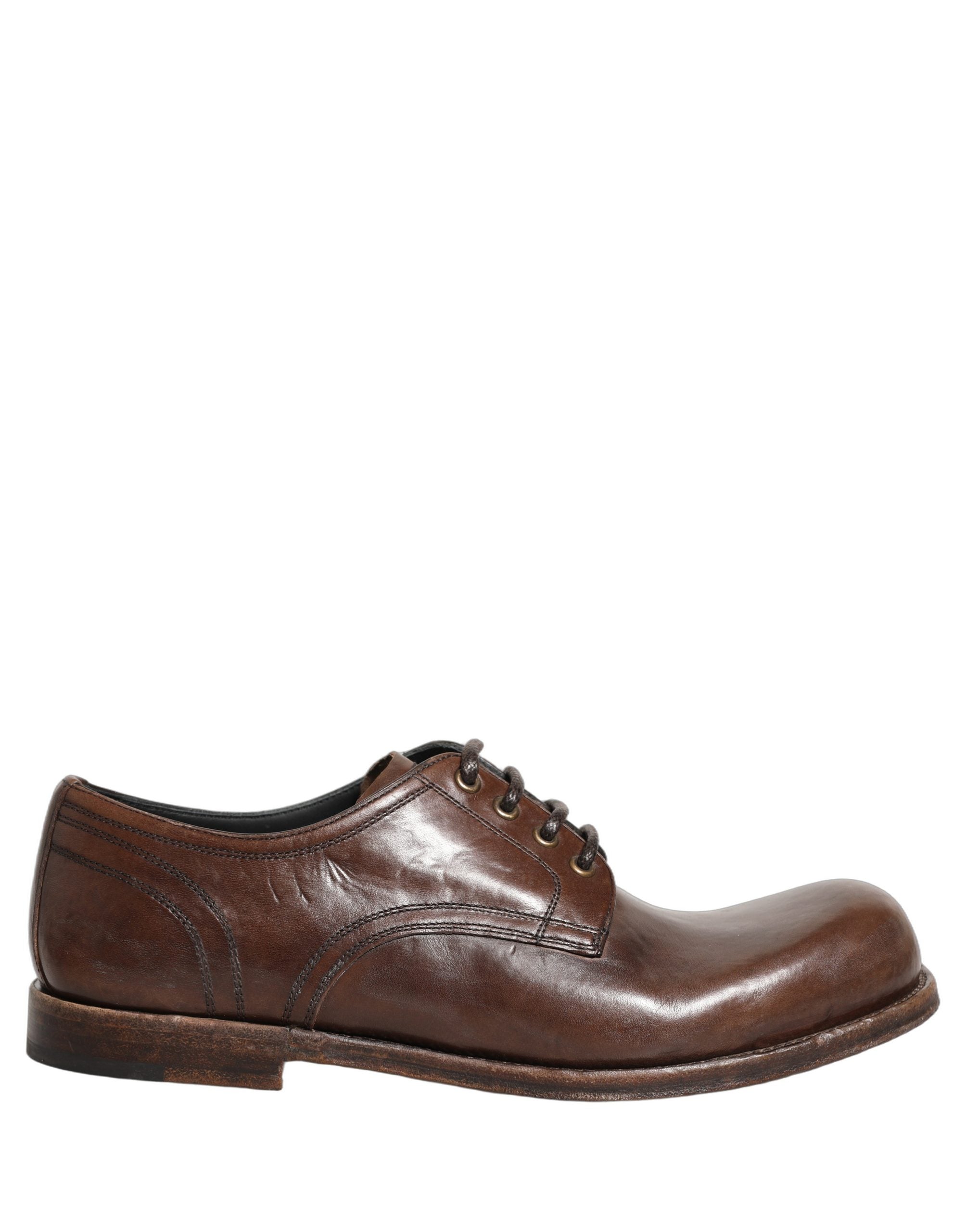 Chaussures Derby en cuir marron Dolce & Gabbana pour homme, chaussures habillées formelles et élégantes.