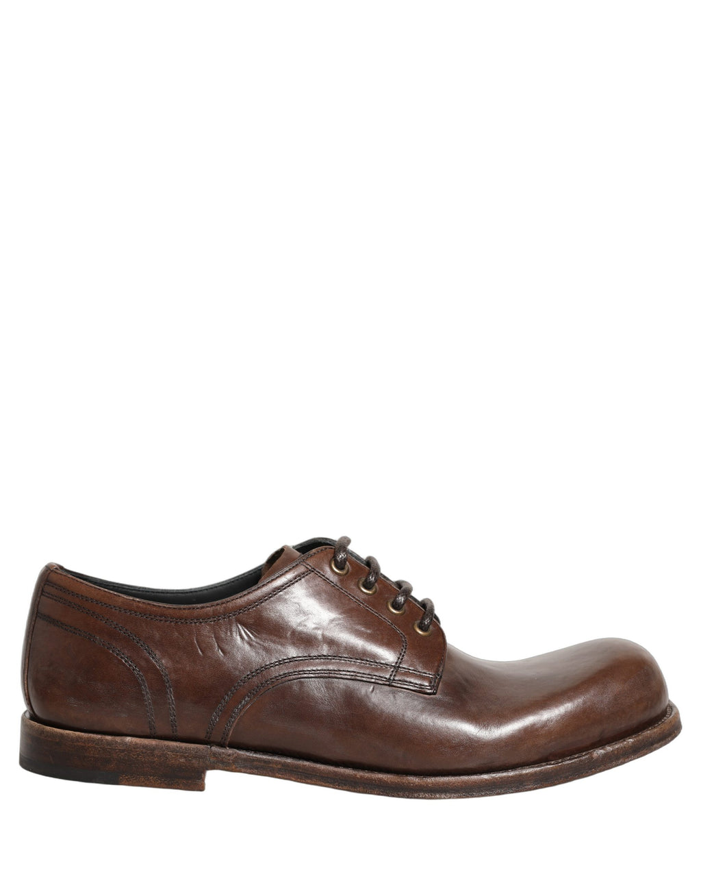 Chaussures Derby en cuir marron Dolce & Gabbana pour homme, chaussures formelles élégantes et sophistiquées.
