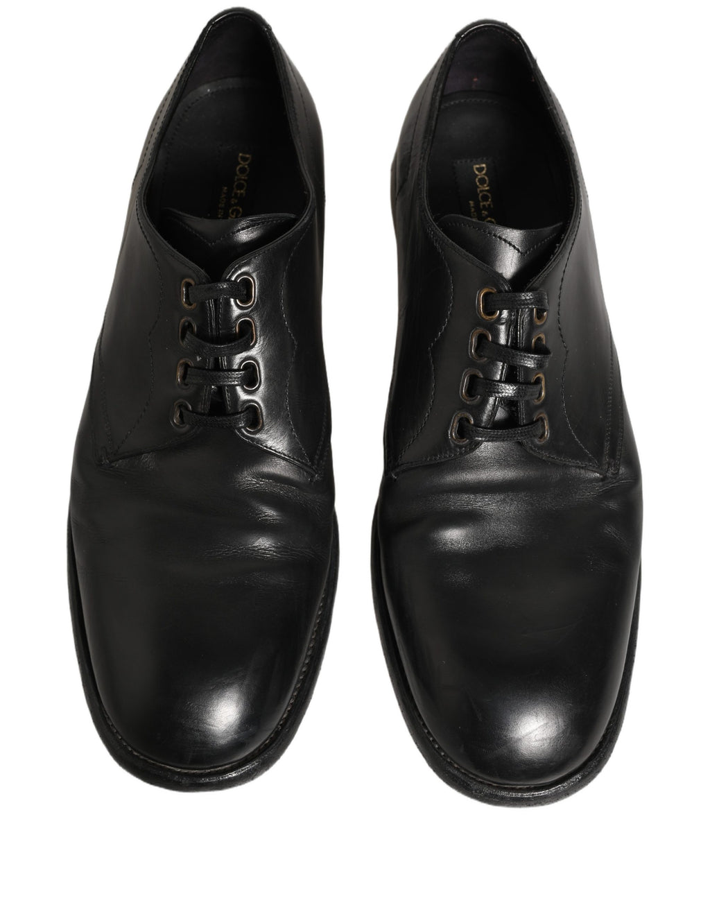 Chaussures Derby en cuir noir Dolce & Gabbana pour homme, chaussures formelles élégantes.