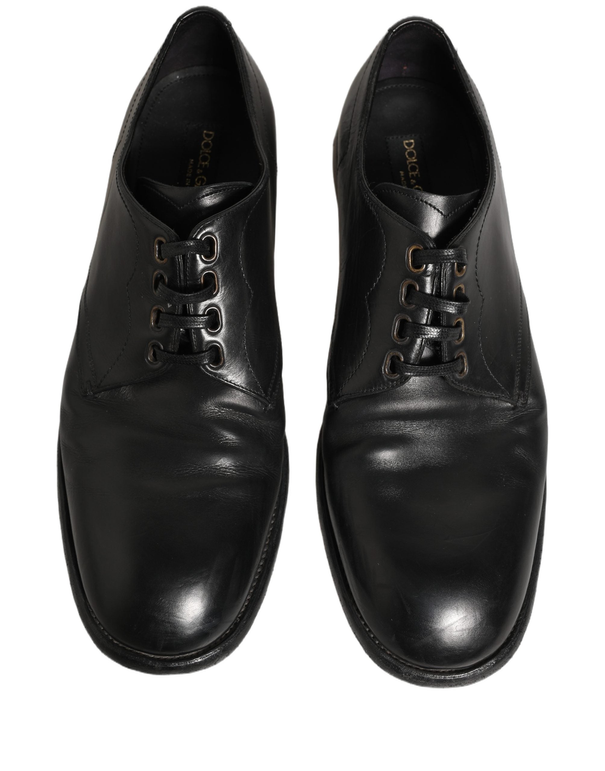 Chaussures Derby en cuir noir Dolce & Gabbana pour homme, chaussures formelles élégantes.