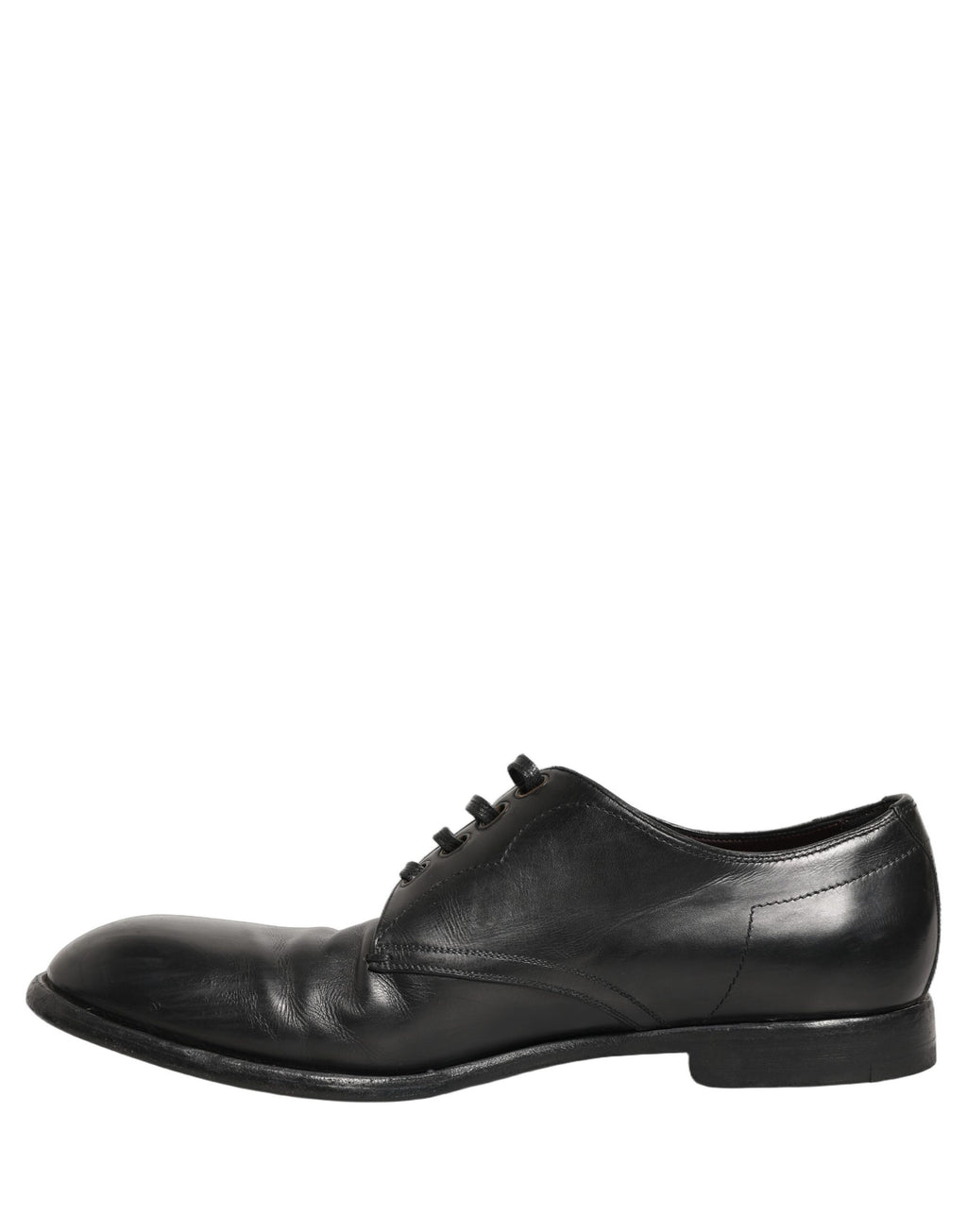 Chaussures derby formelles en cuir noir Dolce & Gabbana pour homme, style élégant et sophistiqué, vue de face.