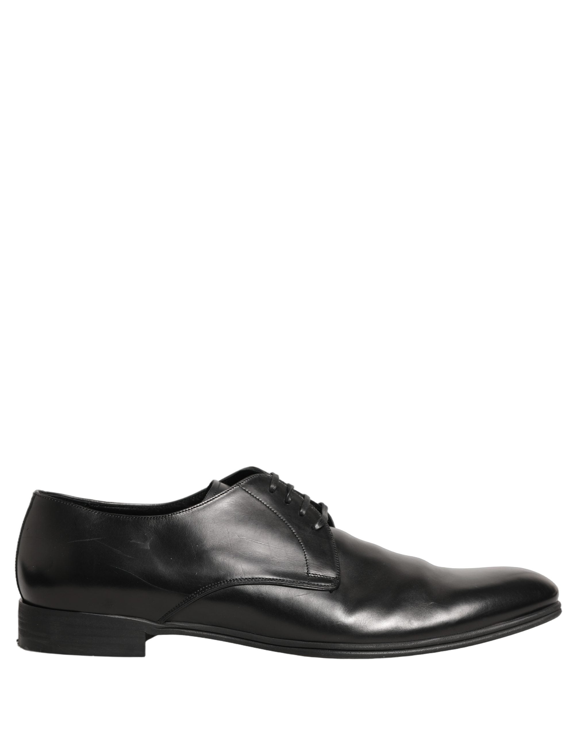 Chaussures Derby formelles en cuir noir Dolce & Gabbana pour homme, élégantes et sophistiquées, vues de face.