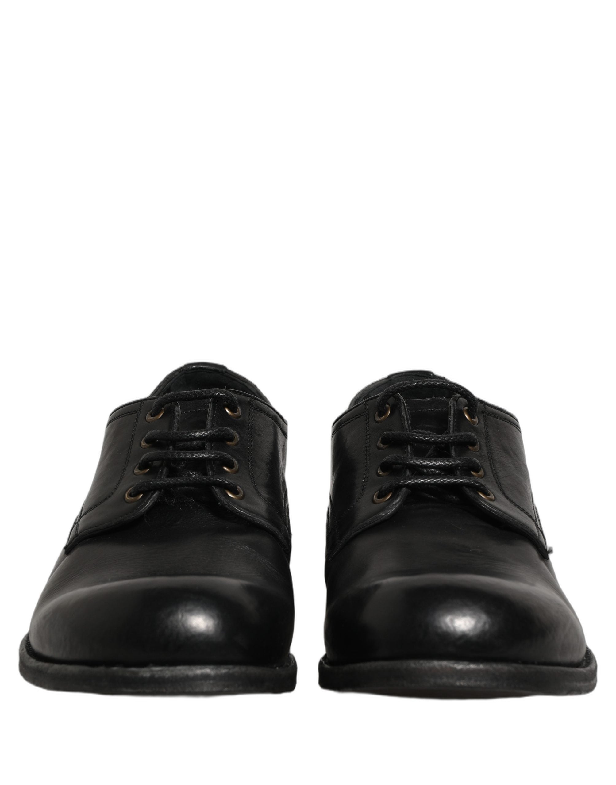 Chaussures Derby formelles en cuir noir de Dolce & Gabbana pour homme, élégantes et sophistiquées.