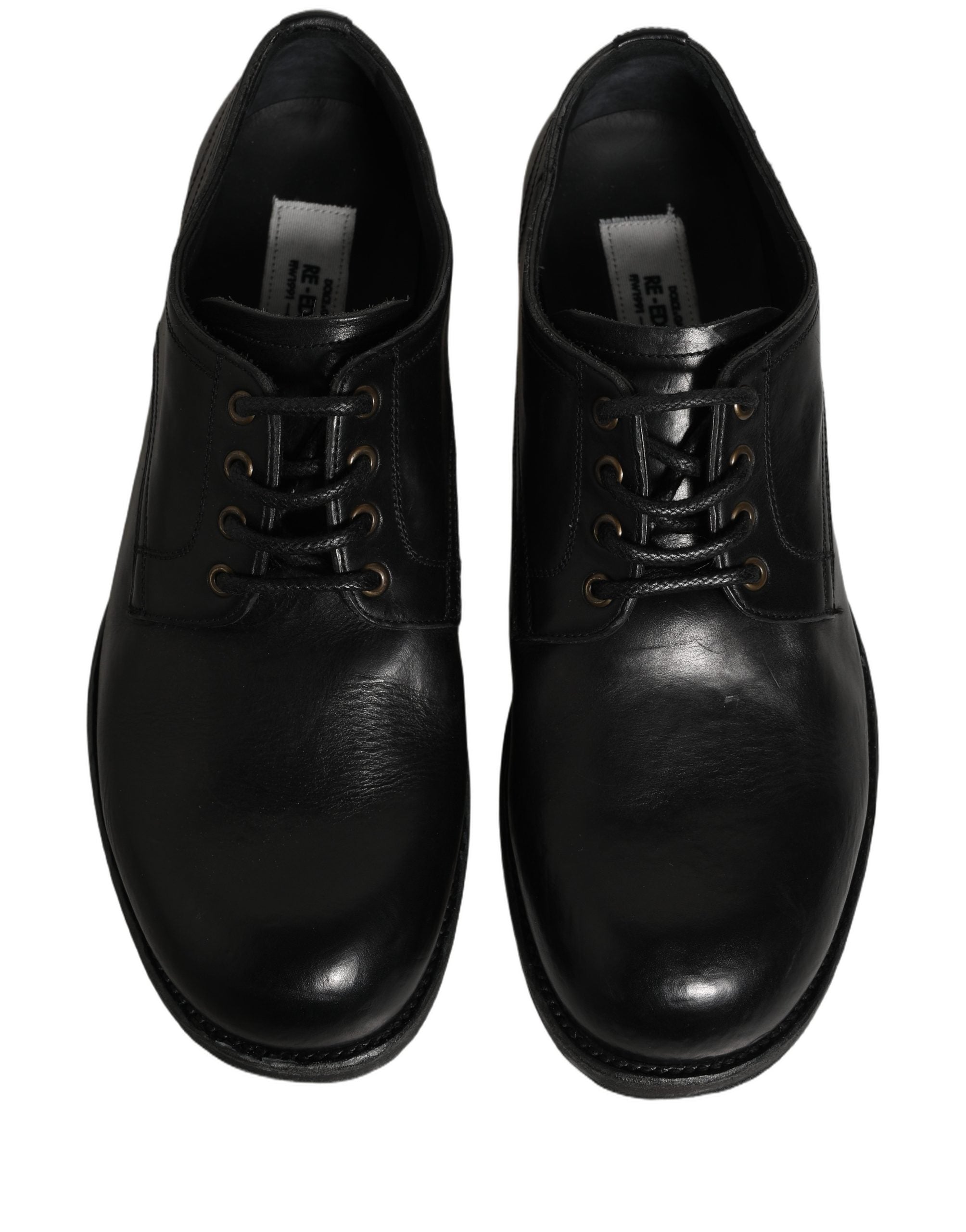 Chaussures derby en cuir noir pour homme de Dolce & Gabbana, chaussures de ville élégantes et formelles.