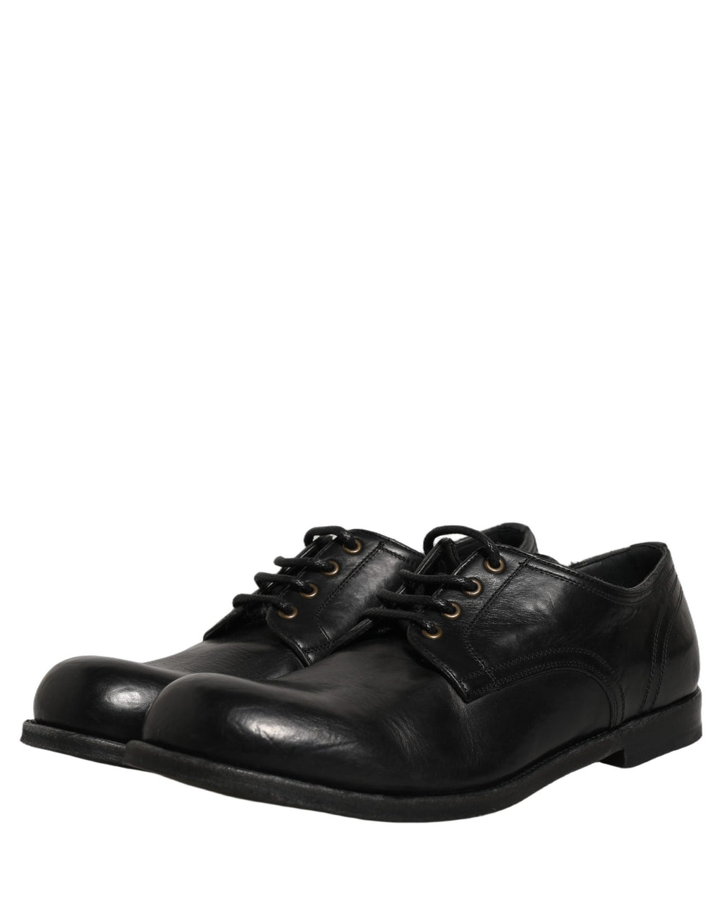 Chaussures formelles Derby en cuir noir de Dolce & Gabbana pour homme, élégantes et sophistiquées.