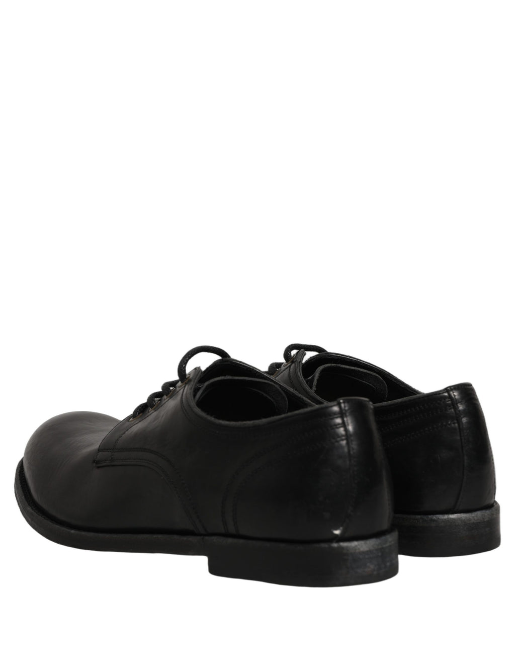 Chaussures derby noires en cuir pour homme de marque Dolce & Gabbana, chaussures formelles élégantes et classiques.