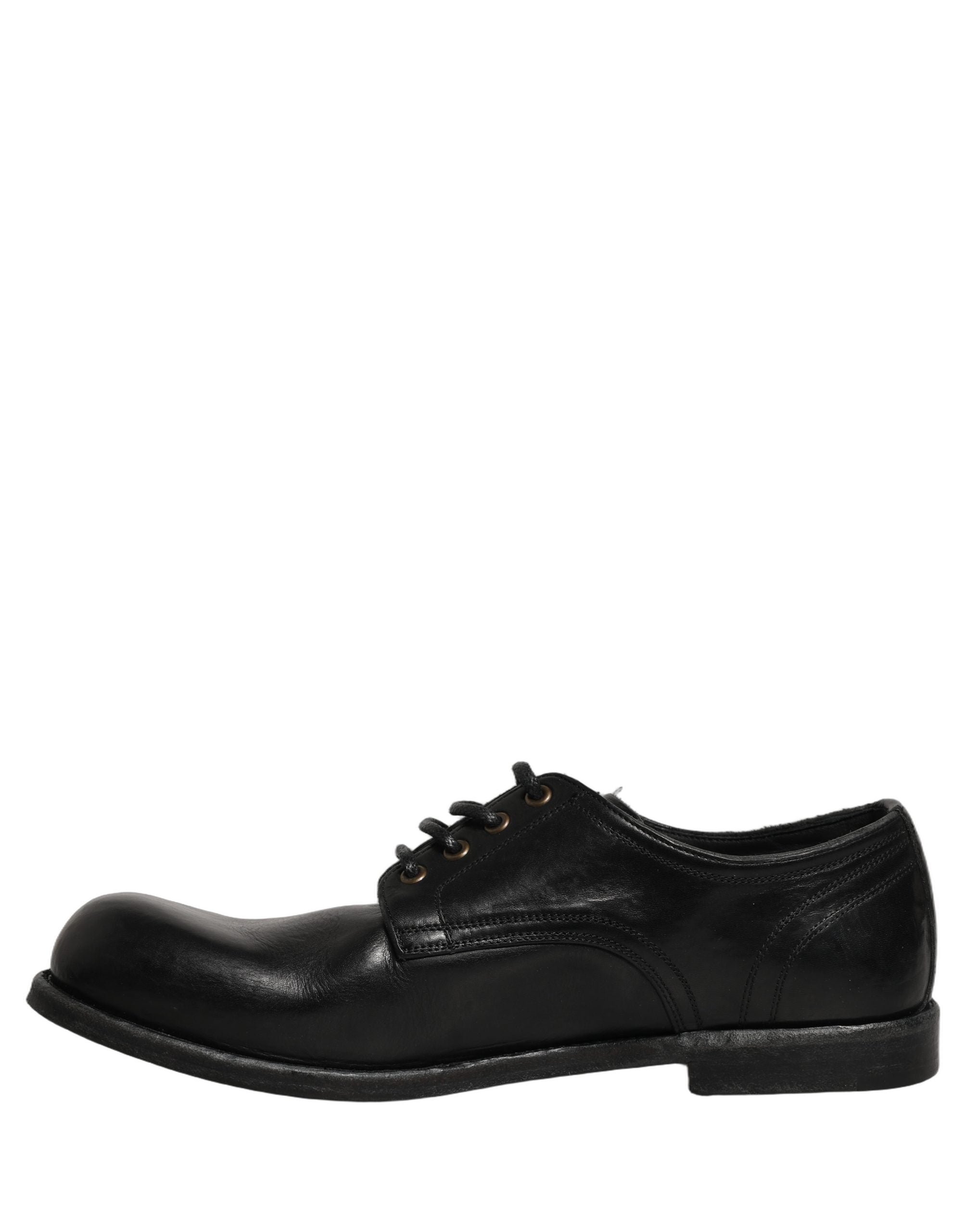 Chaussures derby en cuir noir pour homme de Dolce & Gabbana, chaussures formelles élégantes et sophistiquées.