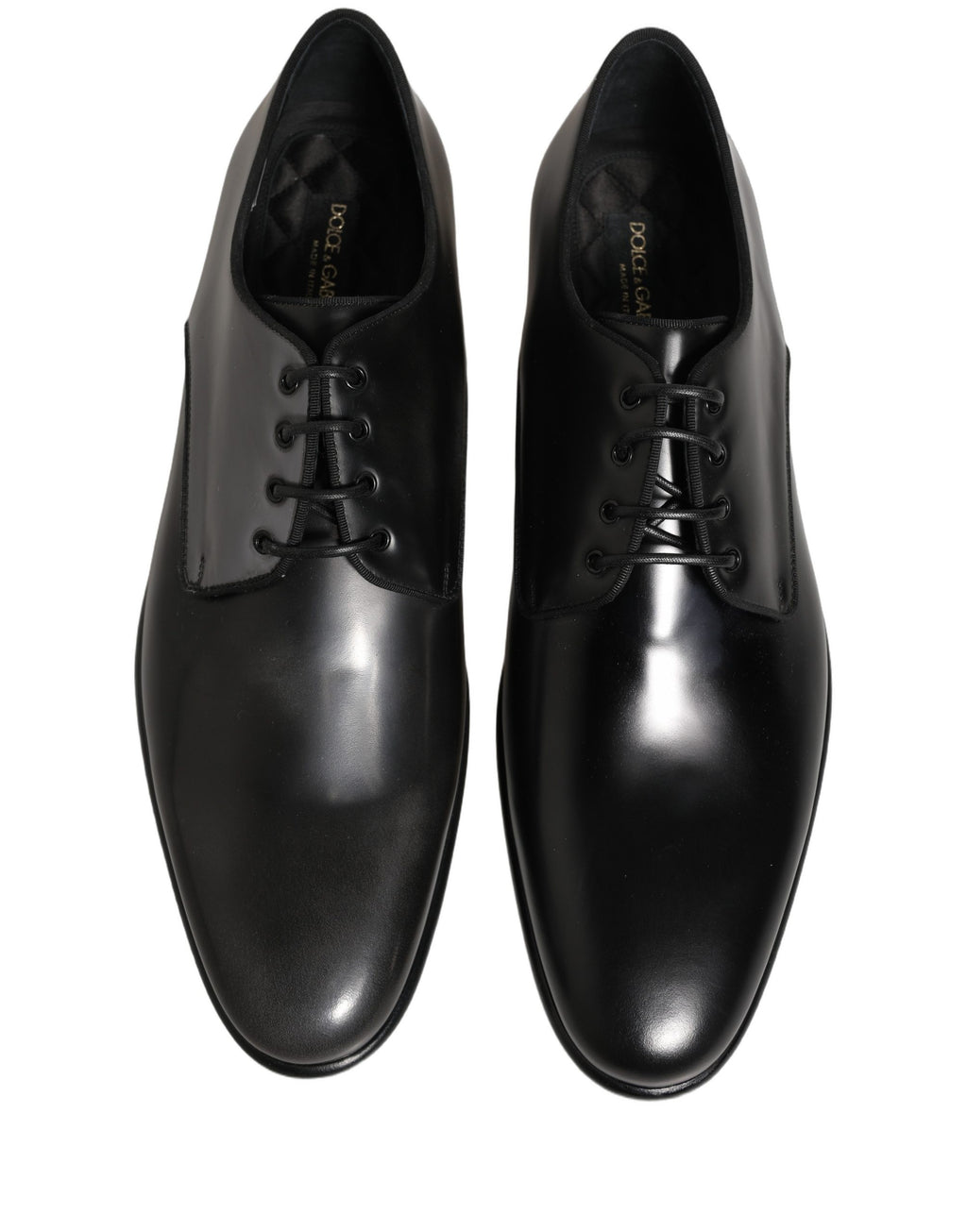 Chaussures Derby en cuir noir Dolce & Gabbana pour homme, chaussures habillées et formelles élégantes.