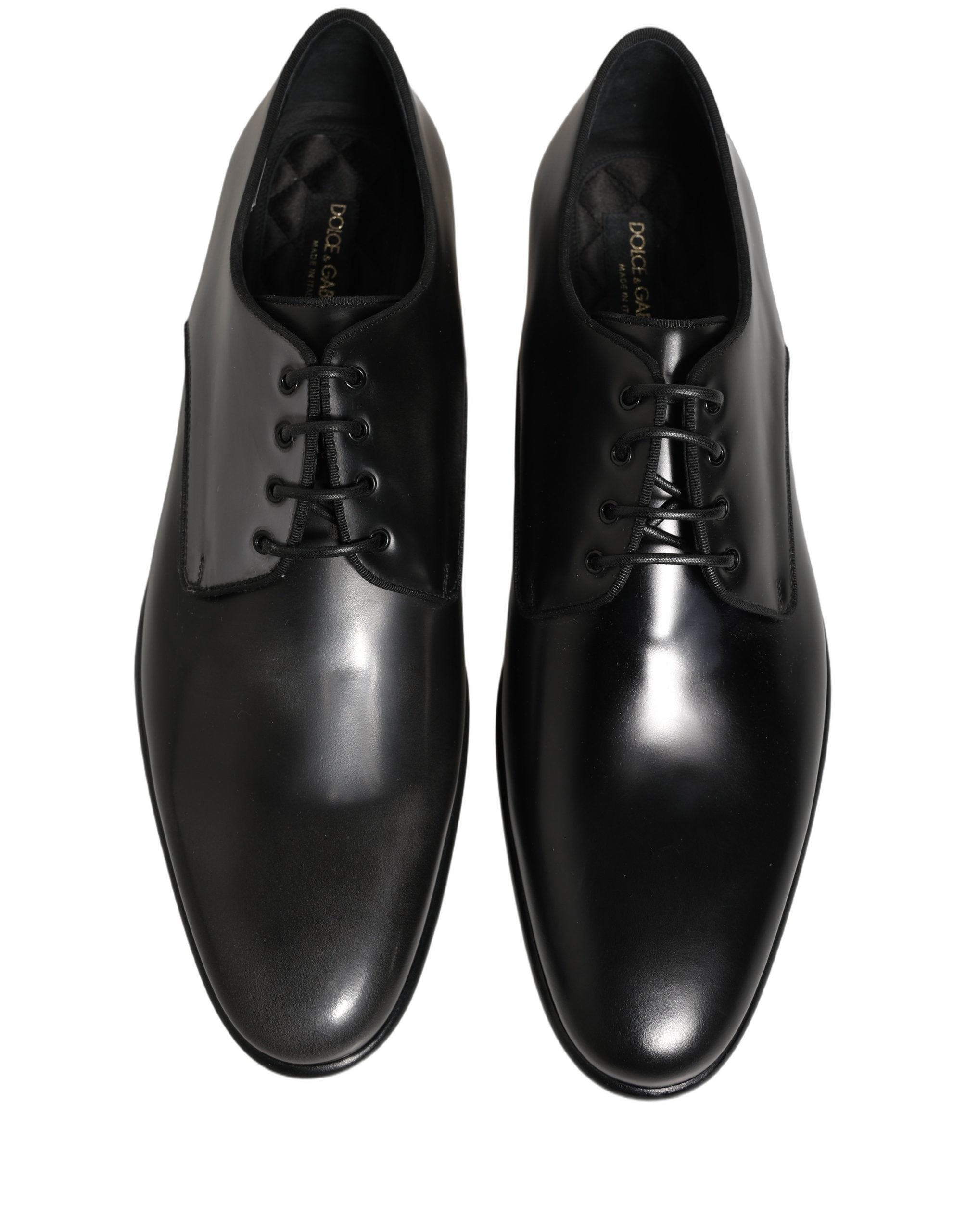 Chaussures Derby en cuir noir Dolce & Gabbana pour homme, chaussures habillées et formelles élégantes.
