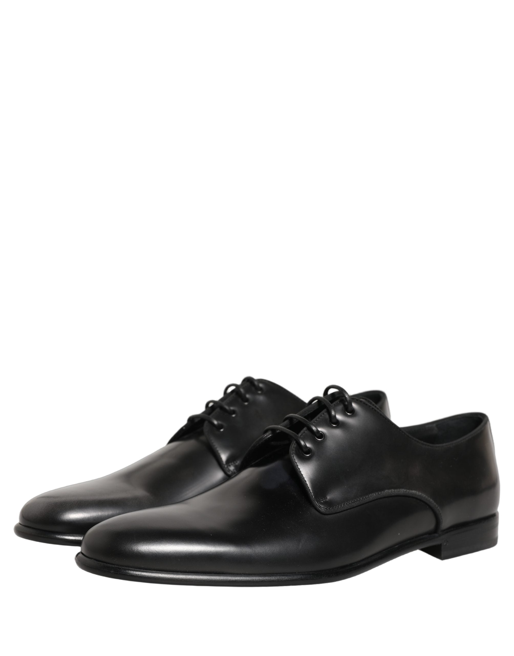 Chaussures formelles Derby en cuir noir de Dolce & Gabbana pour homme, élégantes et sophistiquées.