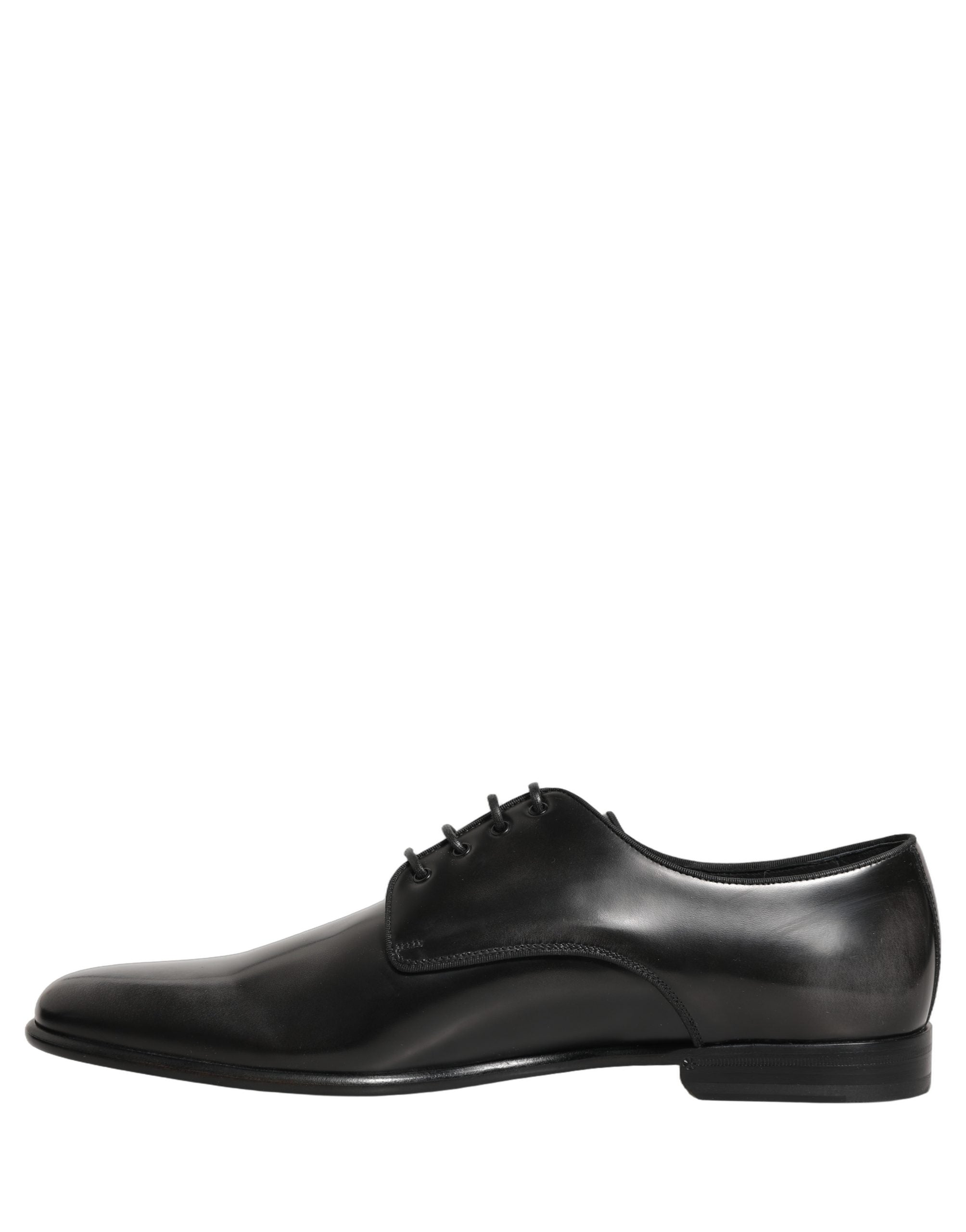 Chaussures derby habillées en cuir noir pour homme de la marque Dolce & Gabbana, chaussures formelles élégantes.