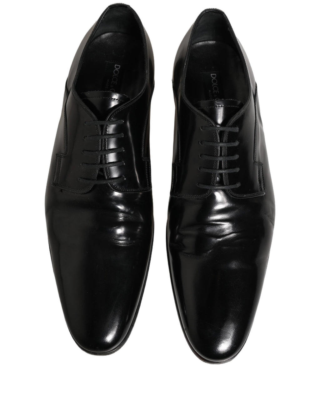 Chaussures derby formelles en cuir noir de Dolce & Gabbana pour homme, élégantes et sophistiquées.