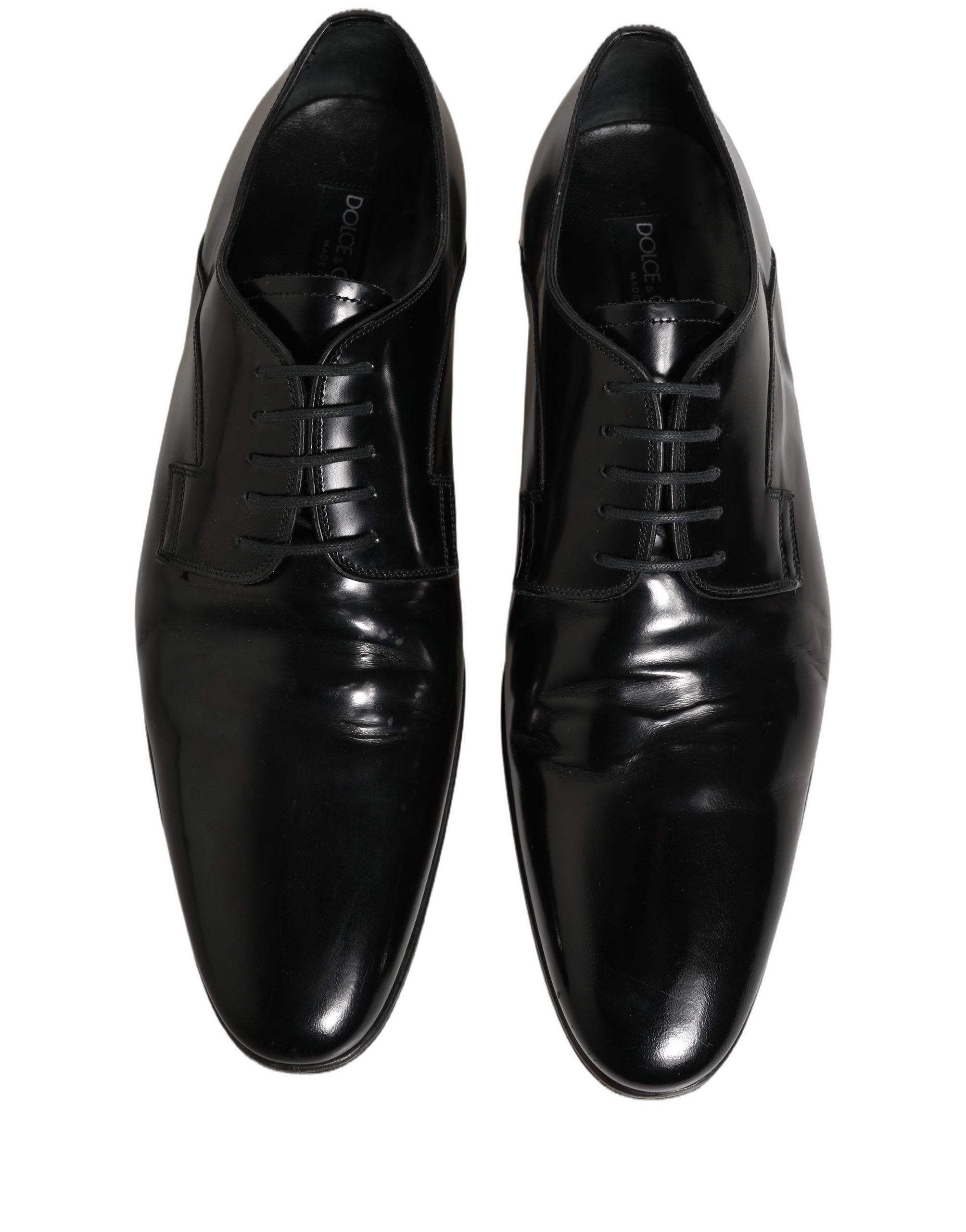 Chaussures derby formelles en cuir noir de Dolce & Gabbana pour homme, élégantes et sophistiquées.