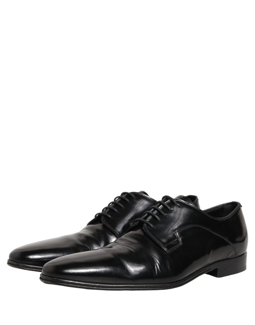 Chaussures derby en cuir noir pour homme de Dolce & Gabbana, élégantes chaussures formelles en cuir noir.