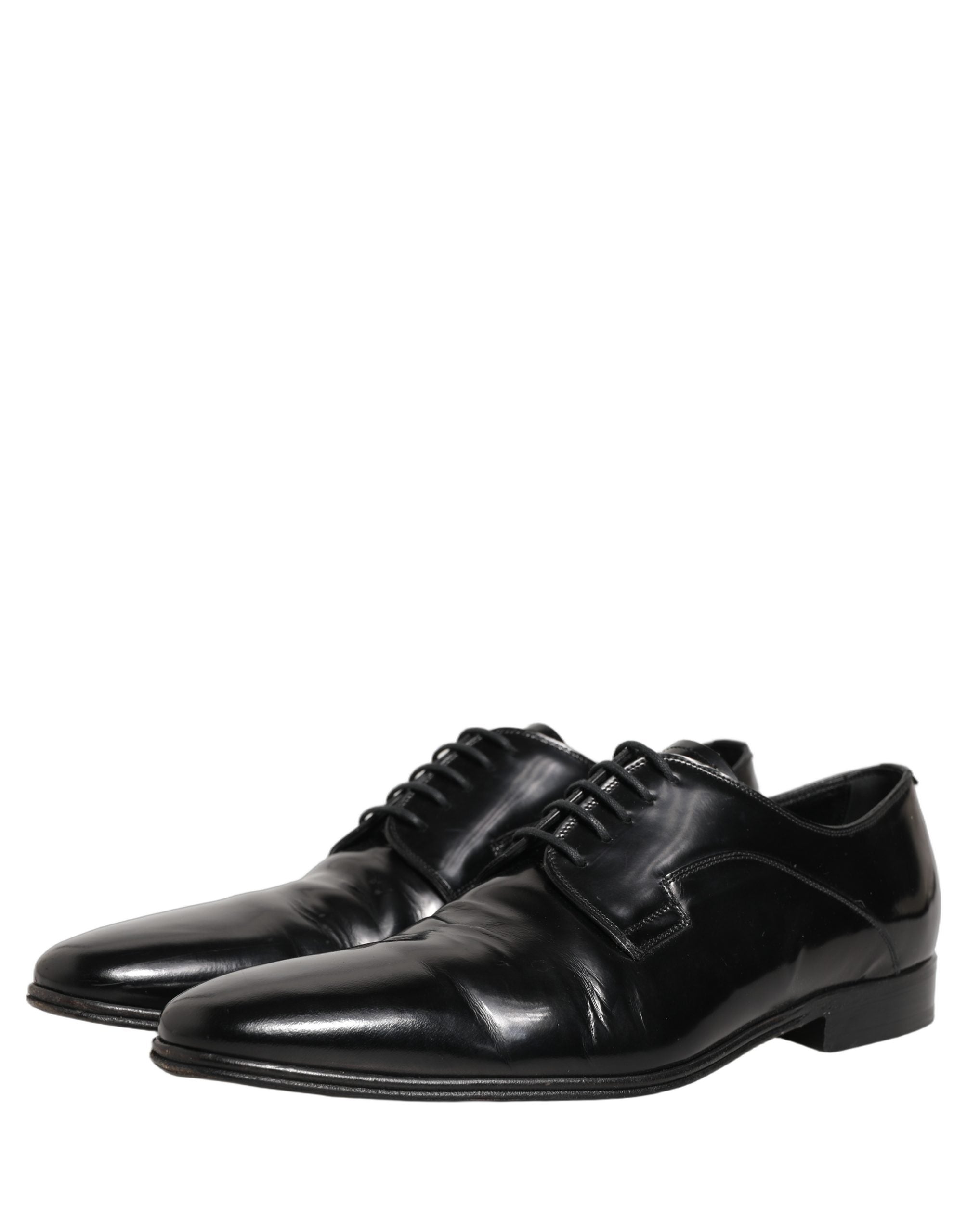 Chaussures derby en cuir noir pour homme de Dolce & Gabbana, élégantes chaussures formelles en cuir noir.
