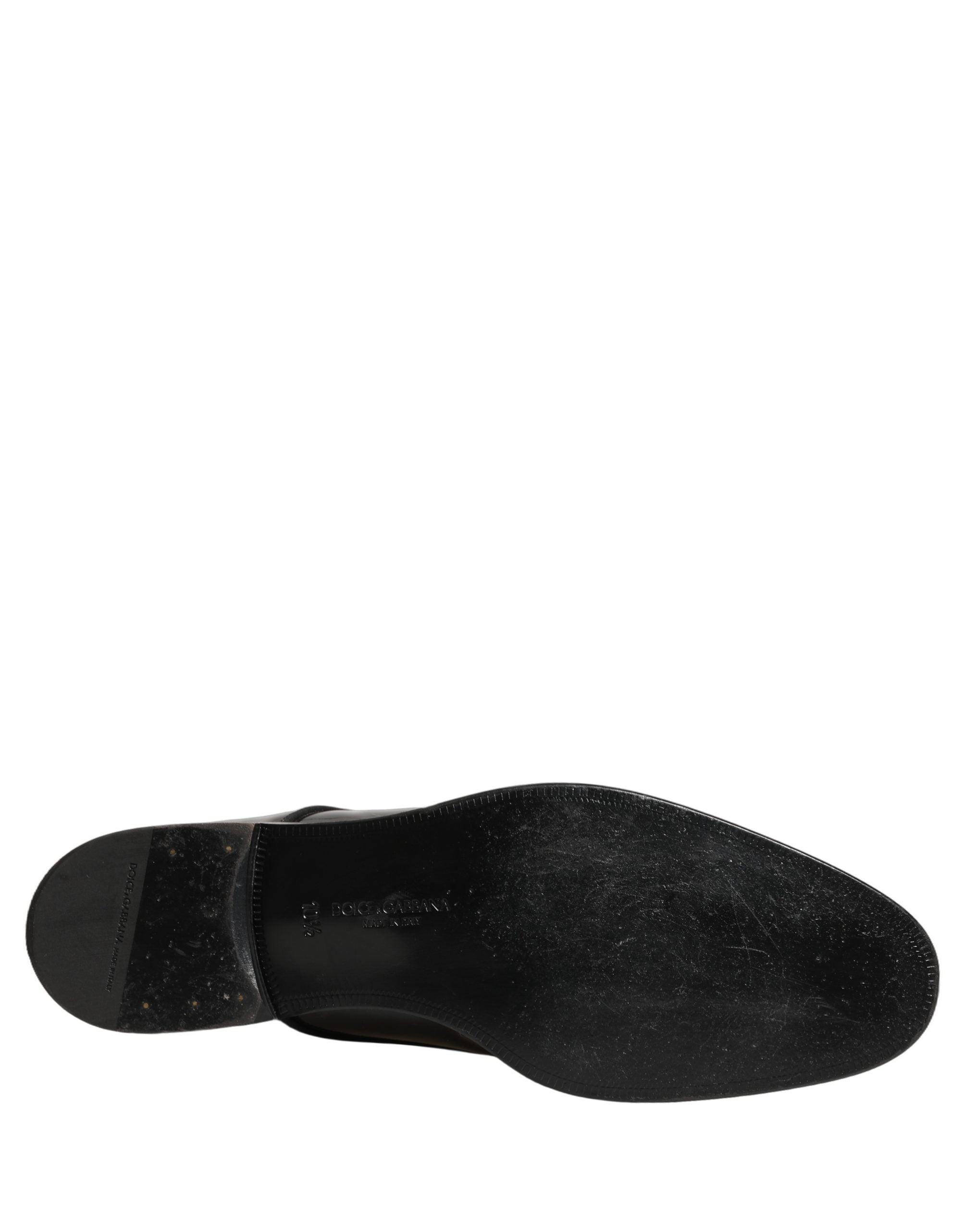 Chaussures derby noires en cuir pour homme de la marque Dolce & Gabbana, chaussures de ville élégantes et formelles.