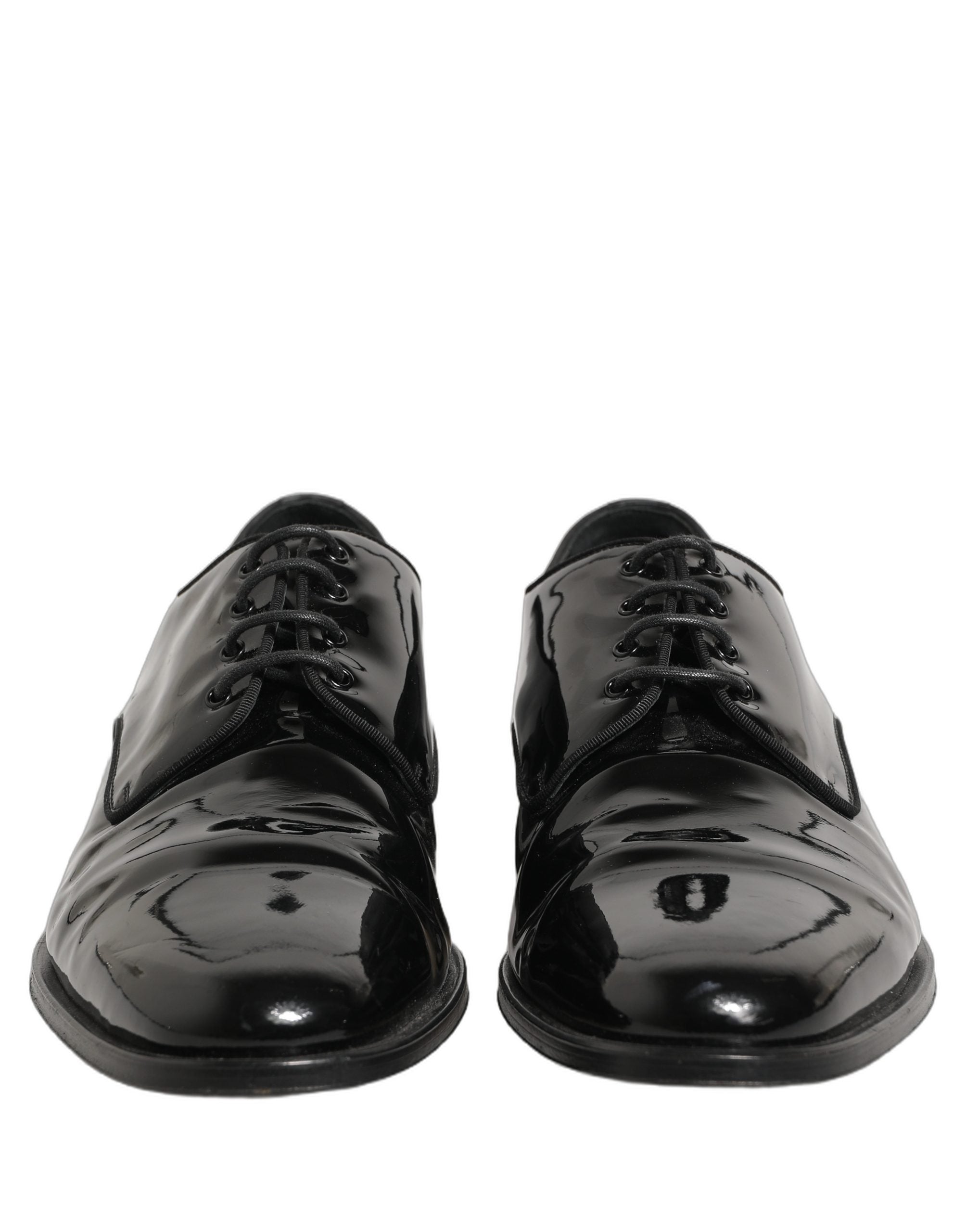 Chaussures derby pour homme en cuir noir de Dolce & Gabbana, chaussures formelles élégantes et sophistiquées.