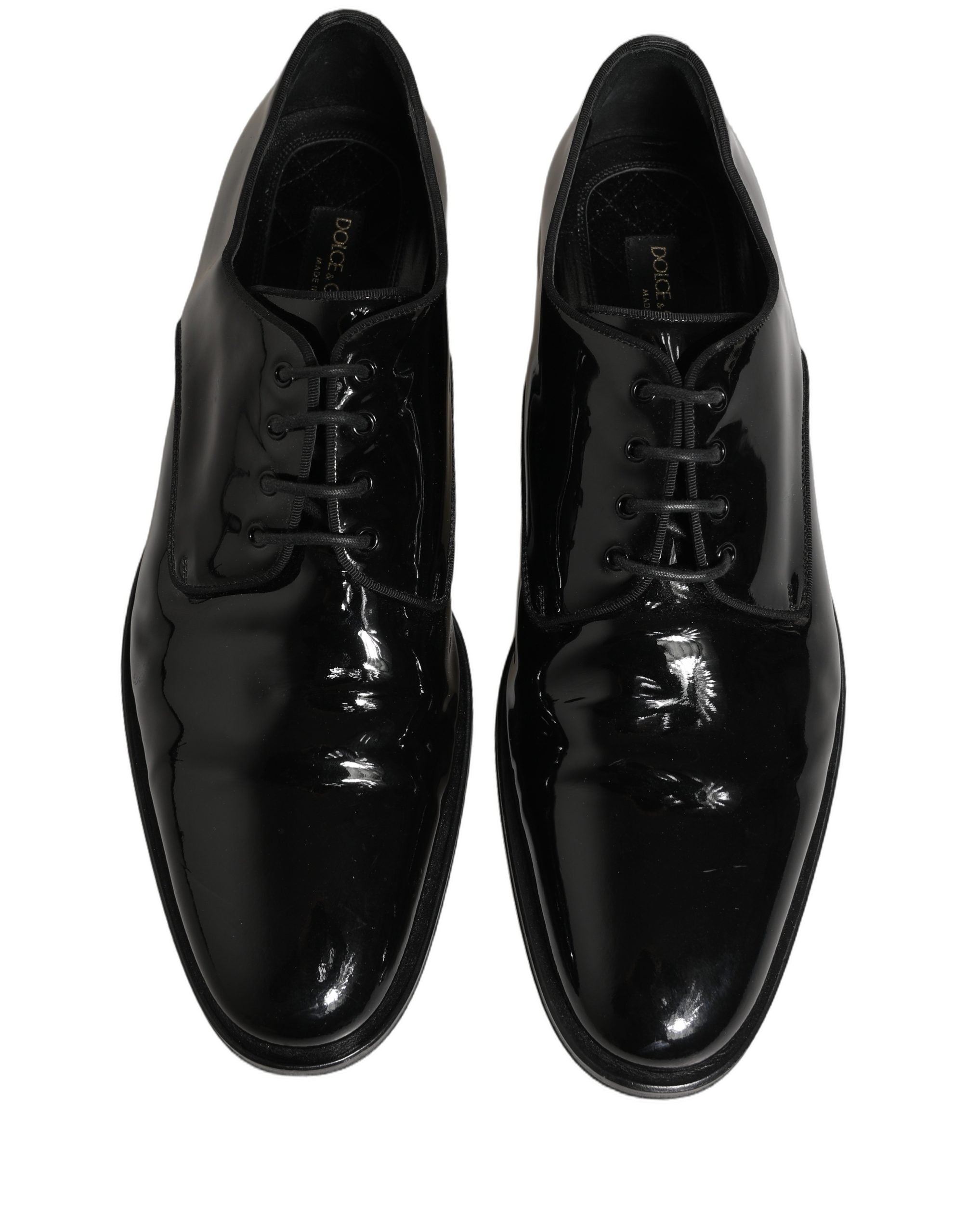 Chaussures Derby noires en cuir pour homme de Dolce & Gabbana, chaussures formelles élégantes et sophistiquées.