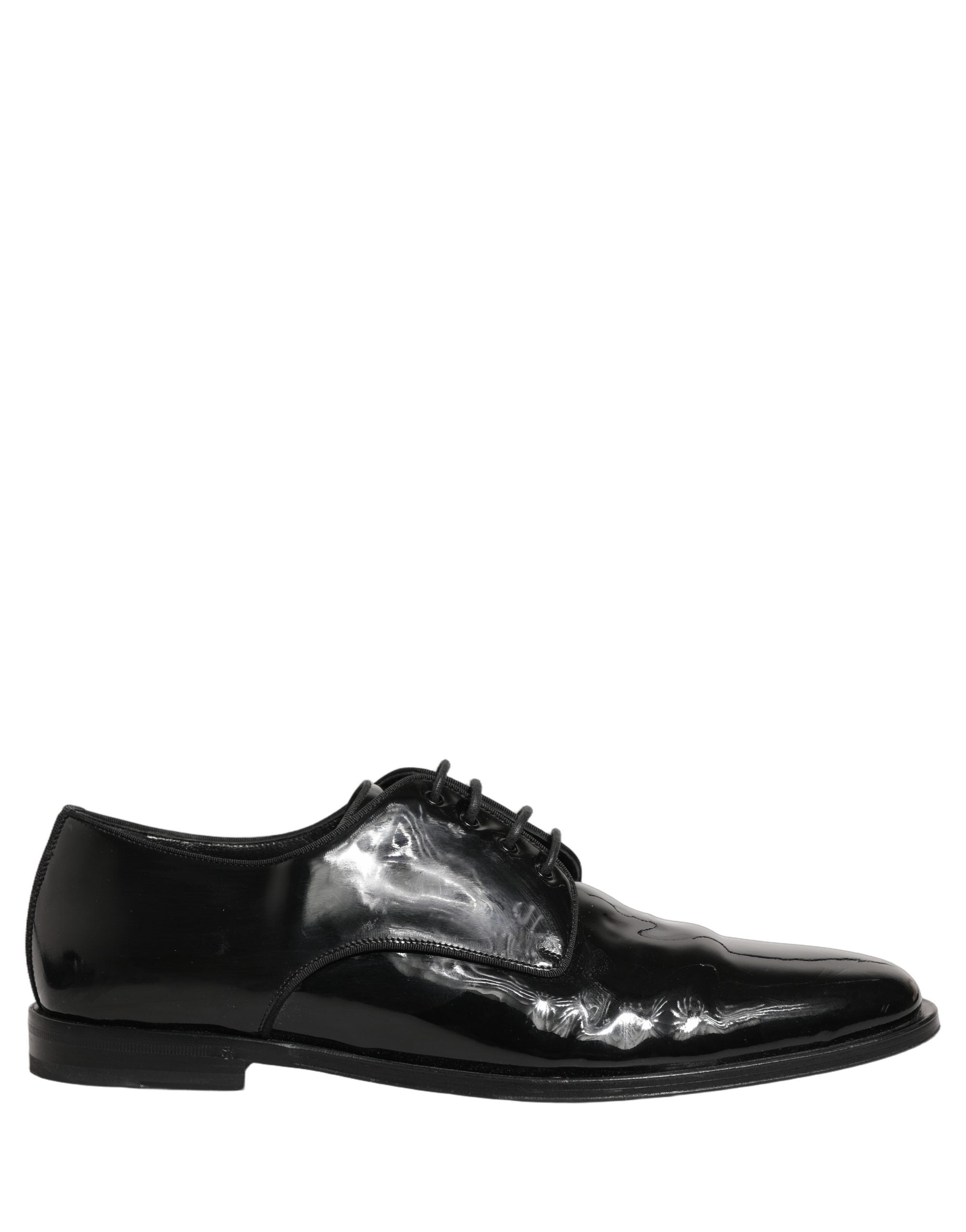 Chaussures Derby noires en cuir pour homme de la marque Dolce & Gabbana, chaussures formelles élégantes.