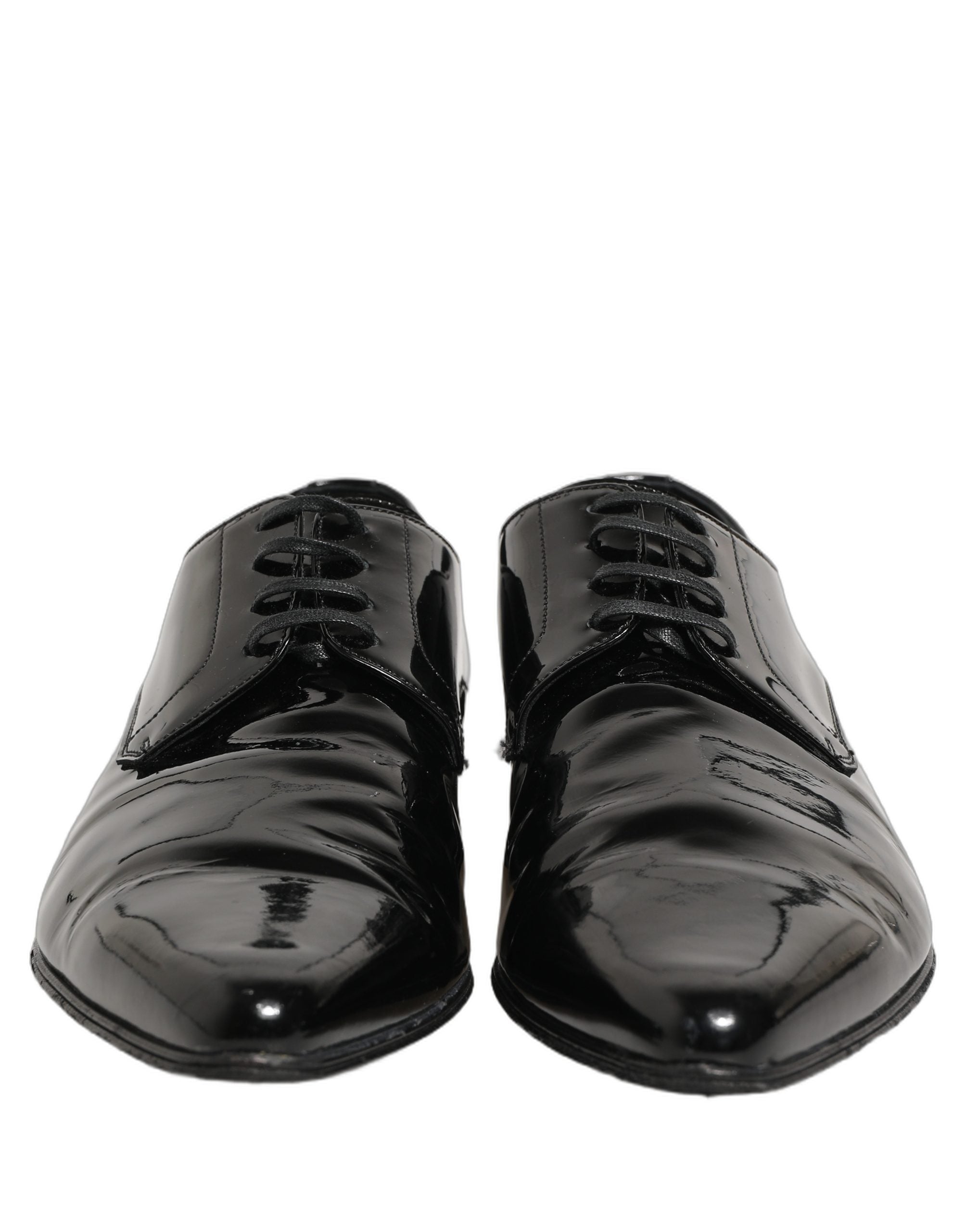 Chaussures Derby en cuir noir Dolce & Gabbana pour homme, chaussures formelles élégantes et sophistiquées.
