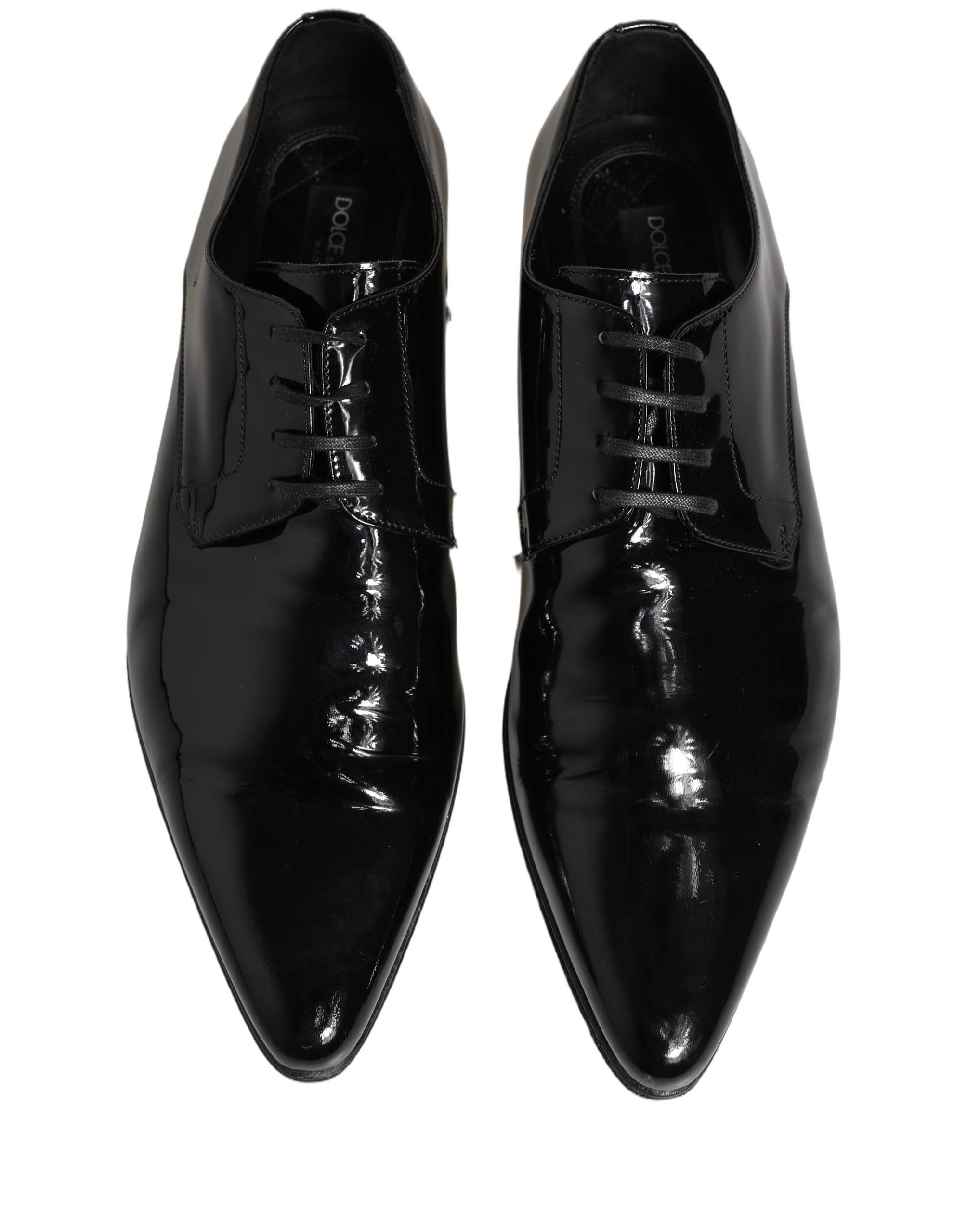 Chaussures Derby en cuir noir de Dolce & Gabbana pour homme, chaussures formelles élégantes et sophistiquées.