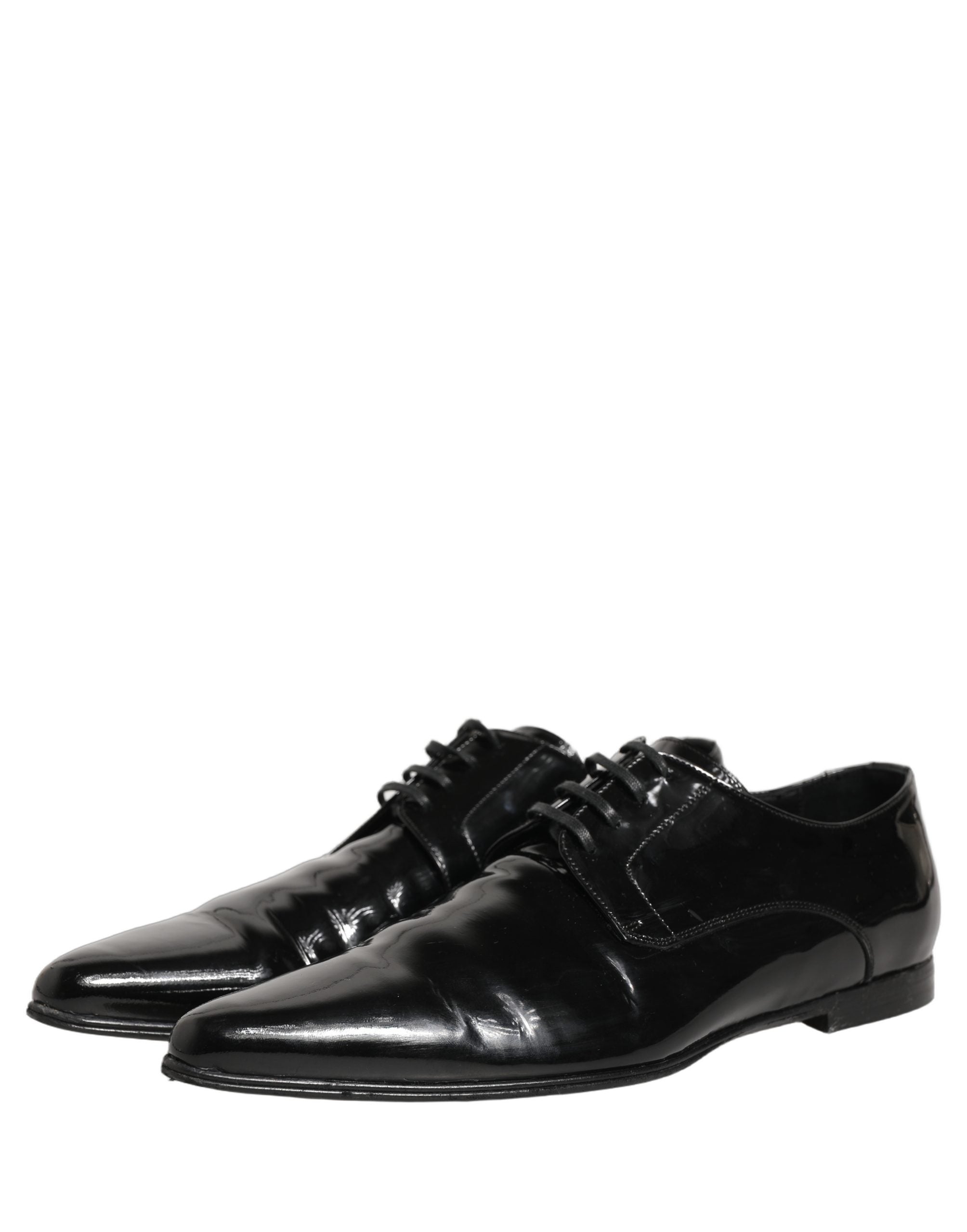 Chaussures Derby en cuir noir de Dolce & Gabbana pour homme, chaussures formelles élégantes et sophistiquées.