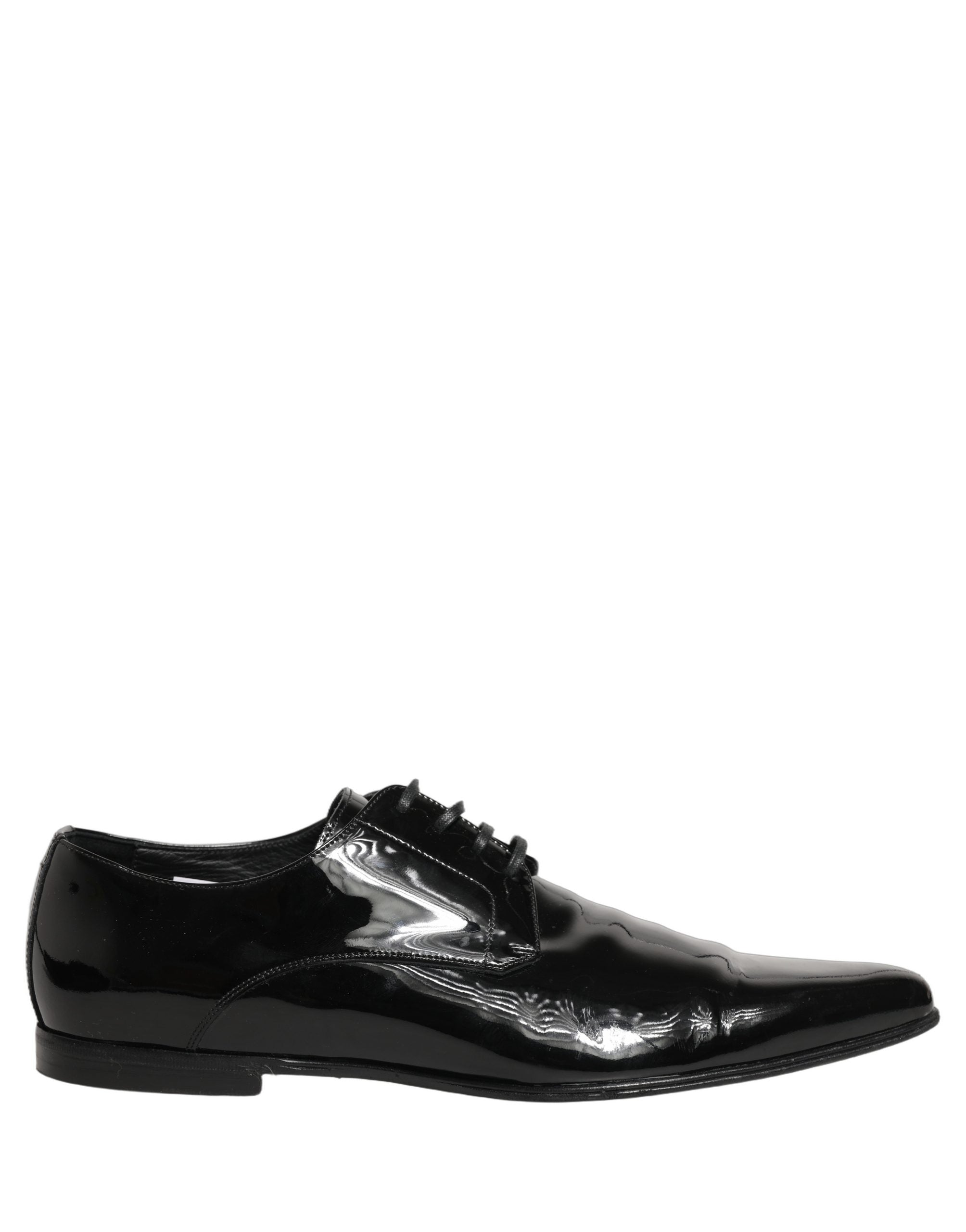 Chaussures derby en cuir noir Dolce & Gabbana pour homme, chaussures formelles élégantes avec finition soignée.