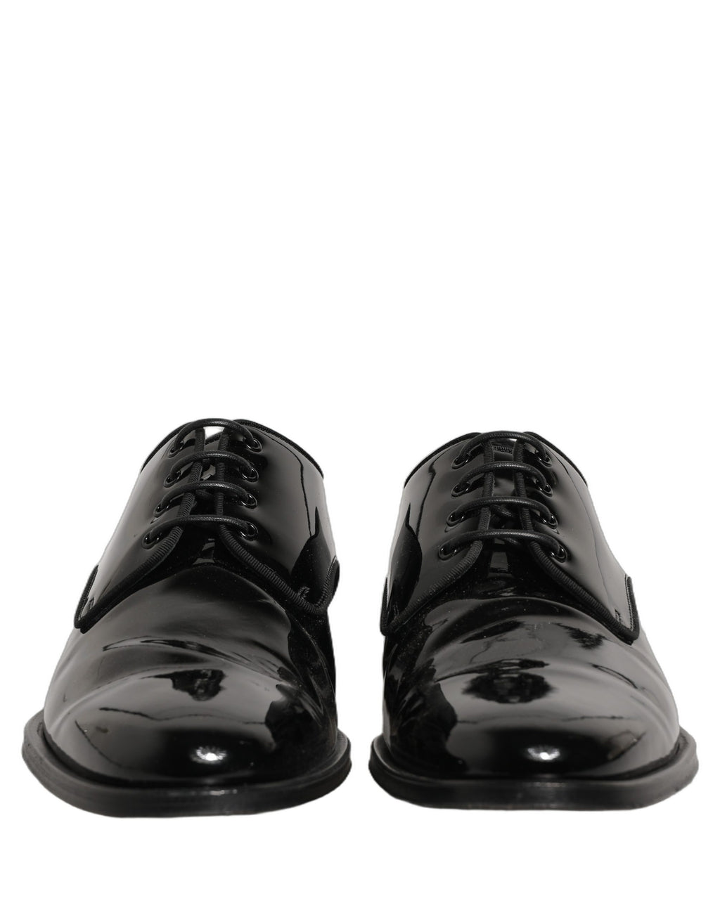Chaussures Derby en cuir noir pour homme de la marque Dolce & Gabbana, chaussures formelles élégantes et sophistiquées.