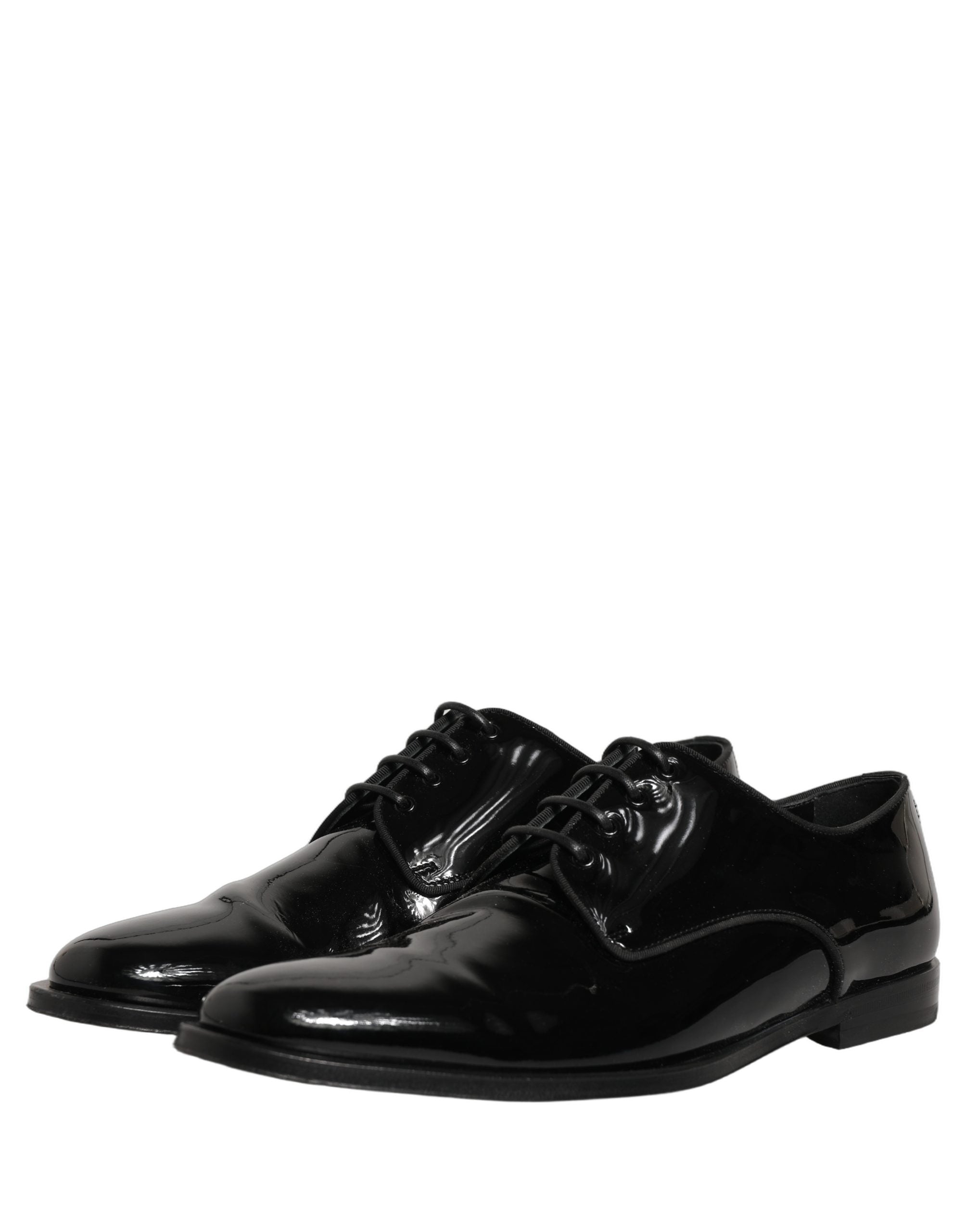 Chaussures Derby en cuir noir pour homme de Dolce & Gabbana, chaussures formelles élégantes et sophistiquées.