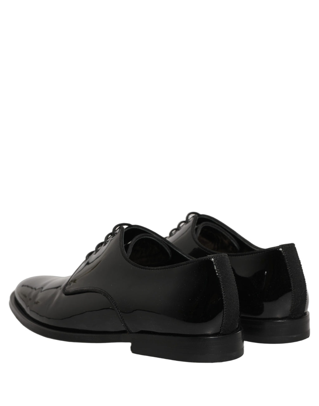 Chaussures Derby en cuir noir pour homme de la marque Dolce & Gabbana, chaussures formelles élégantes et sophistiquées.