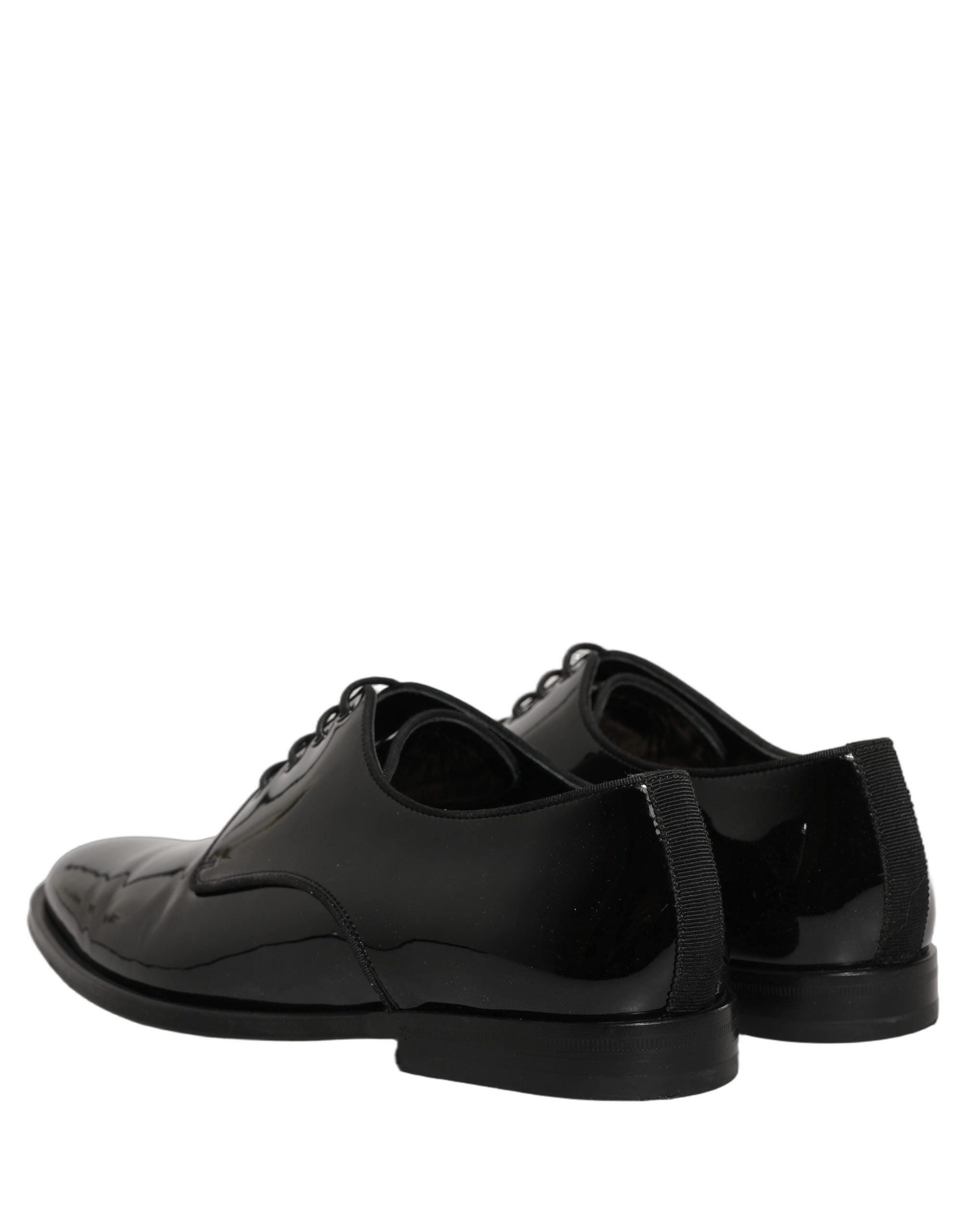 Chaussures Derby en cuir noir pour homme de la marque Dolce & Gabbana, chaussures formelles élégantes et sophistiquées.