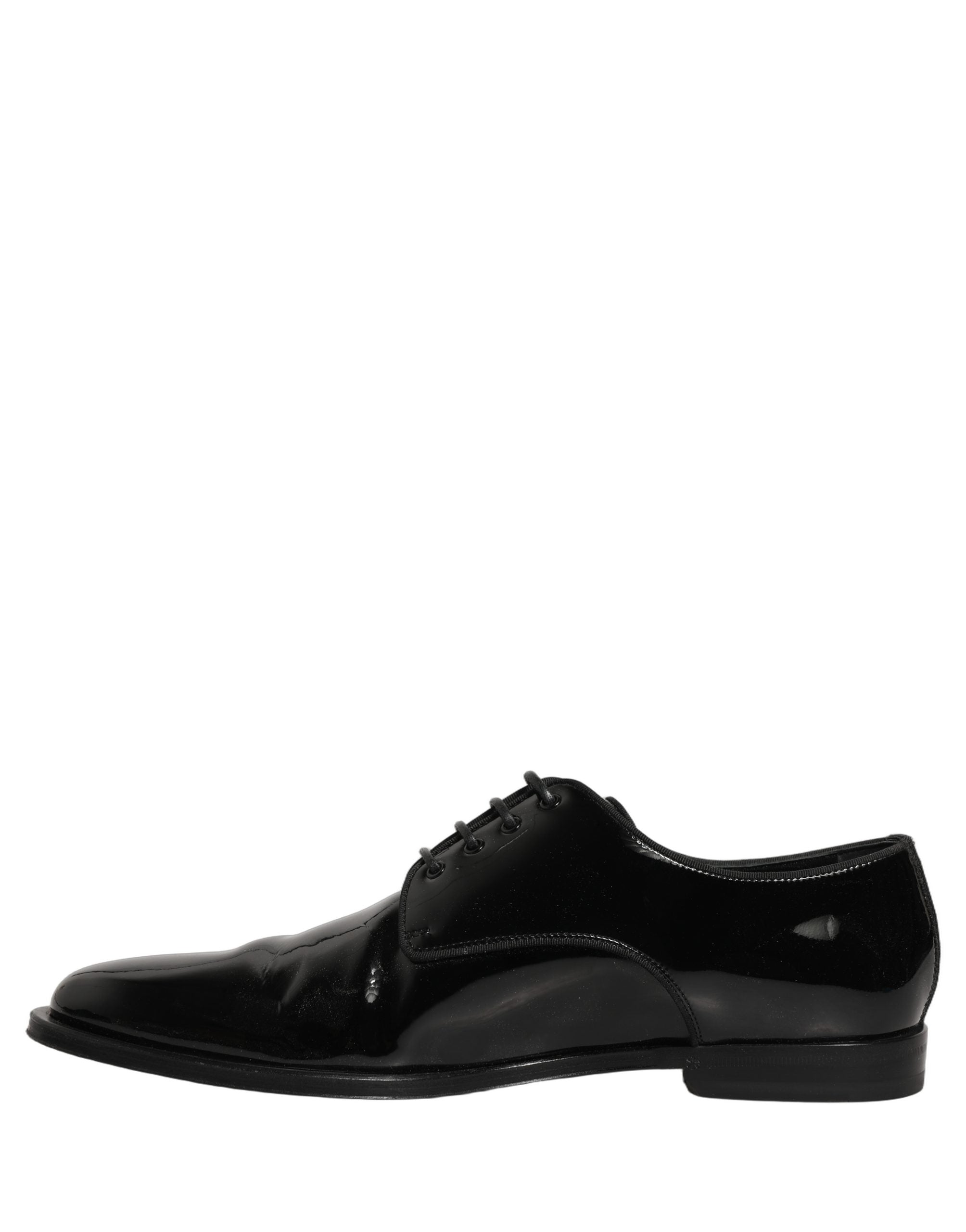Chaussures derby formelles en cuir noir de Dolce & Gabbana pour hommes, élégantes et sophistiquées.
