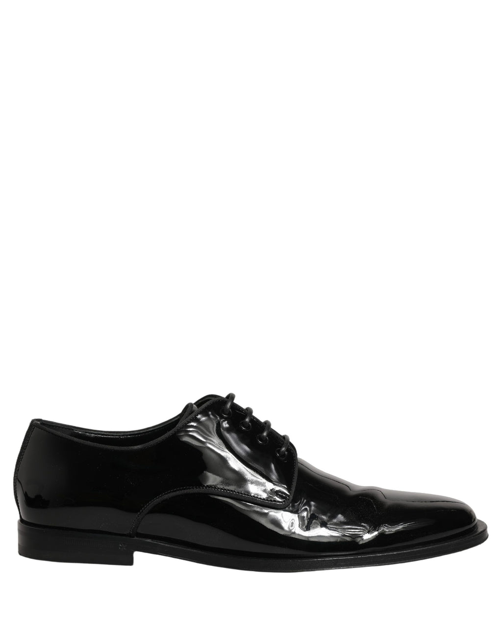 Chaussures derby en cuir noir pour homme de la marque Dolce & Gabbana, chaussures formelles élégantes et sophistiquées.