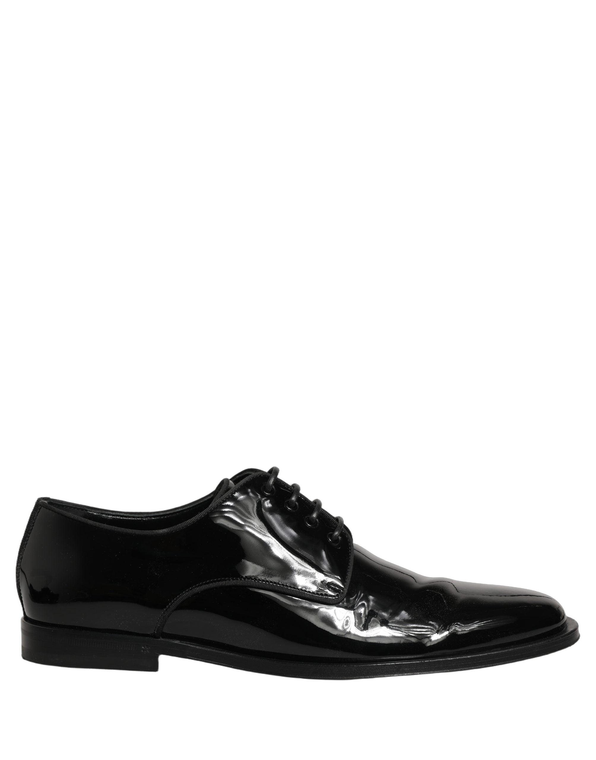 Chaussures Derby en cuir noir pour homme de la marque Dolce & Gabbana, chaussures formelles élégantes et sophistiquées.