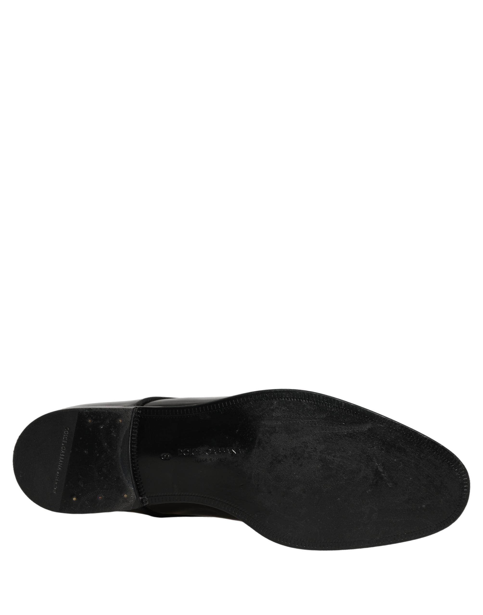 Chaussures formelles Derby en cuir noir de Dolce & Gabbana pour homme, élégantes et sophistiquées.