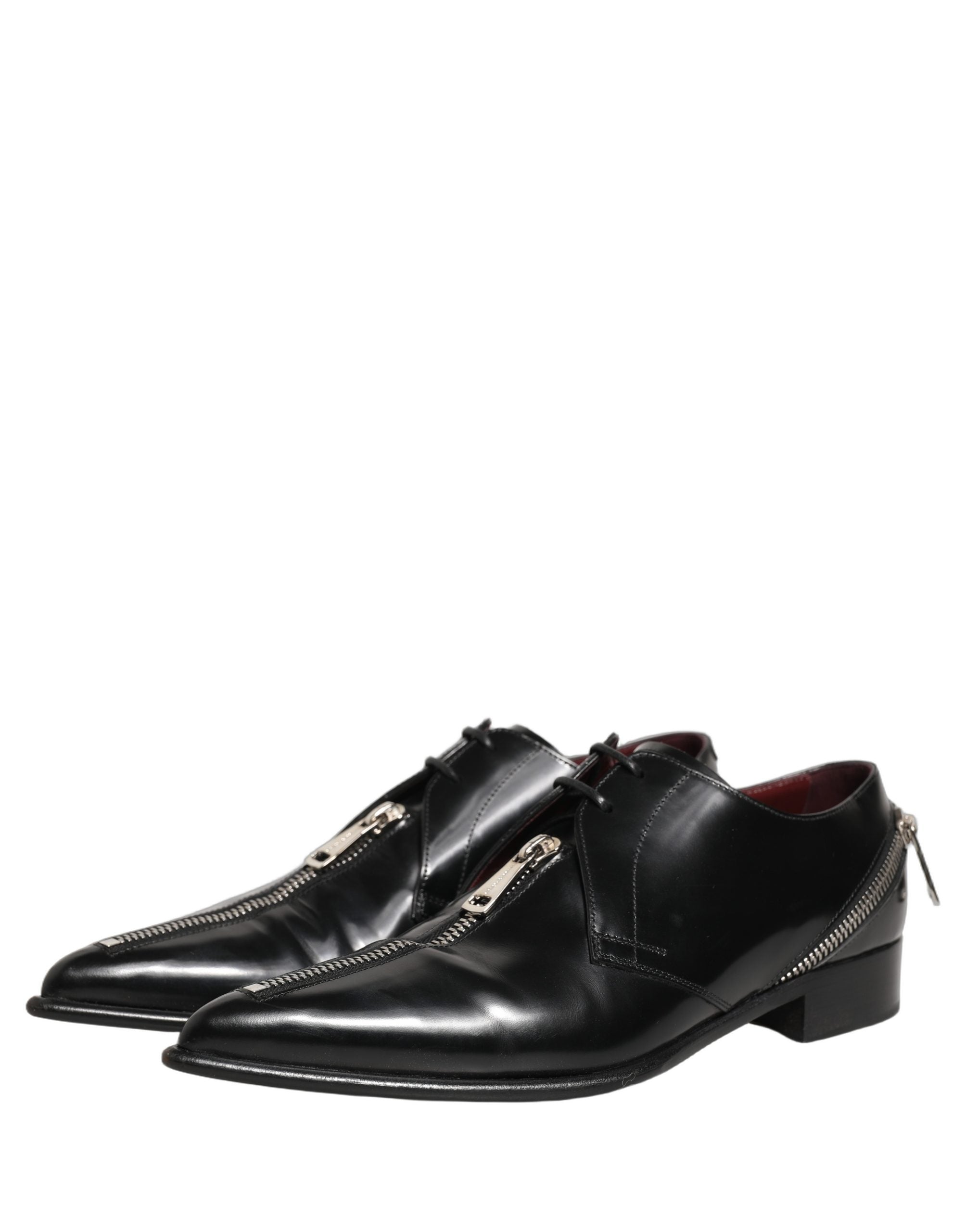 Chaussures Derby en cuir noir pour homme de la marque Dolce & Gabbana, chaussures de ville formelles élégantes et sophistiquées.