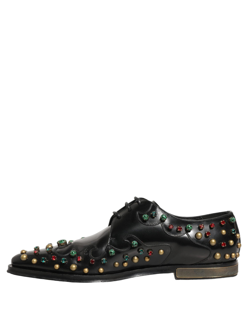 Chaussures derby en cuir noir Dolce & Gabbana, formelles, ornées de clous pour un style élégant et sophistiqué.