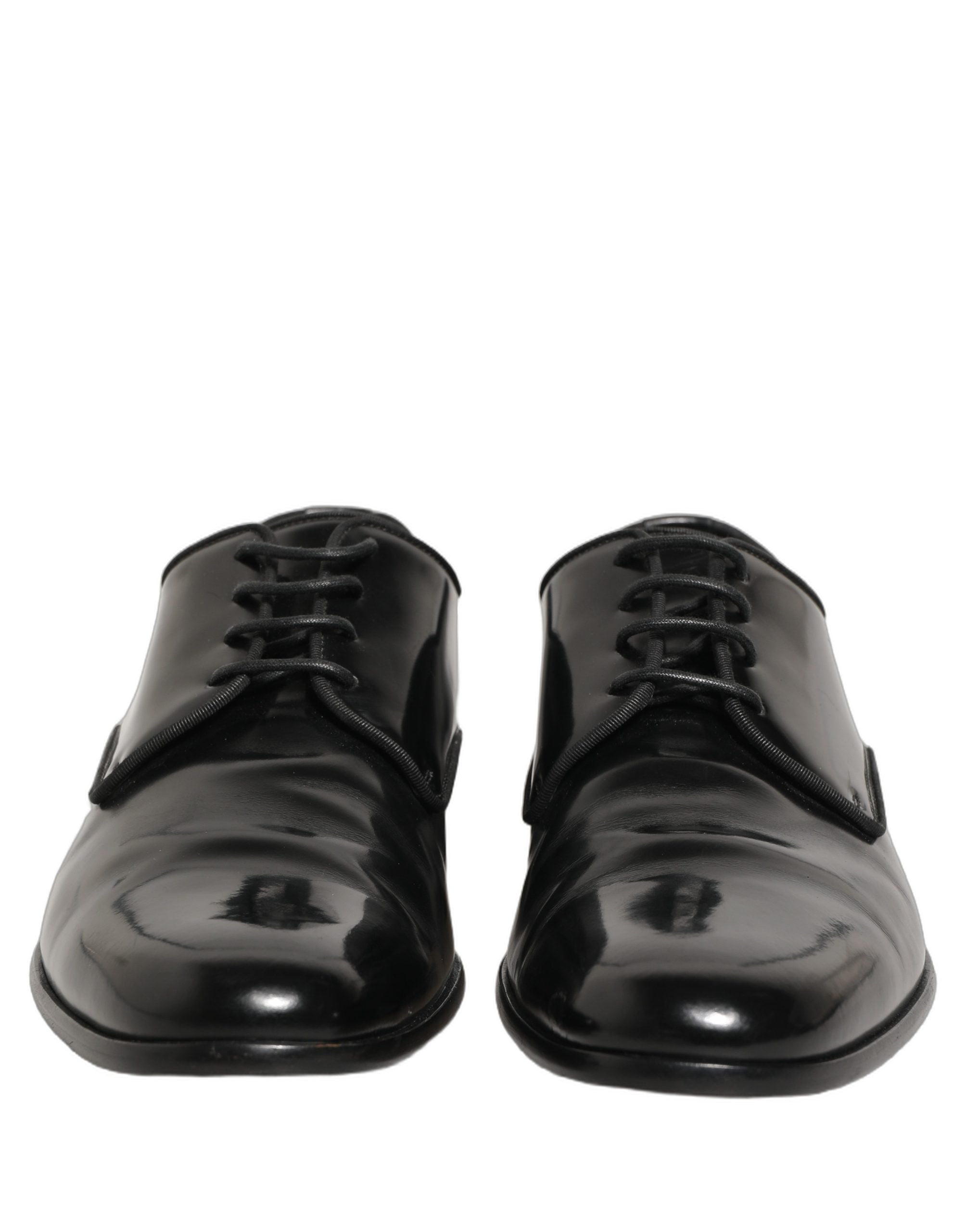 Chaussures derby formelles en cuir noir de Dolce & Gabbana pour homme, élégantes et sophistiquées.