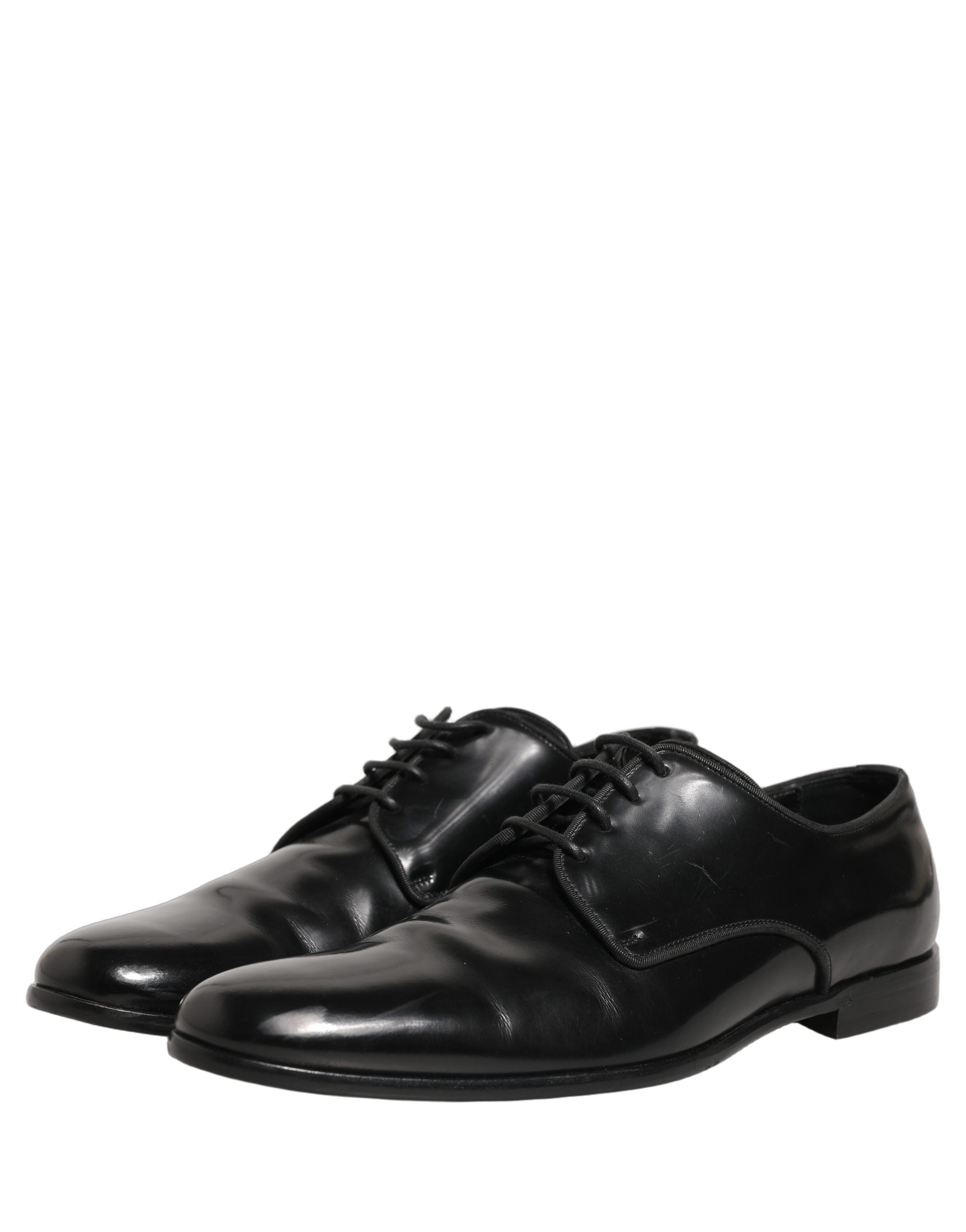 Chaussures derby en cuir noir pour homme de la marque Dolce & Gabbana, chaussures formelles élégantes et raffinées.