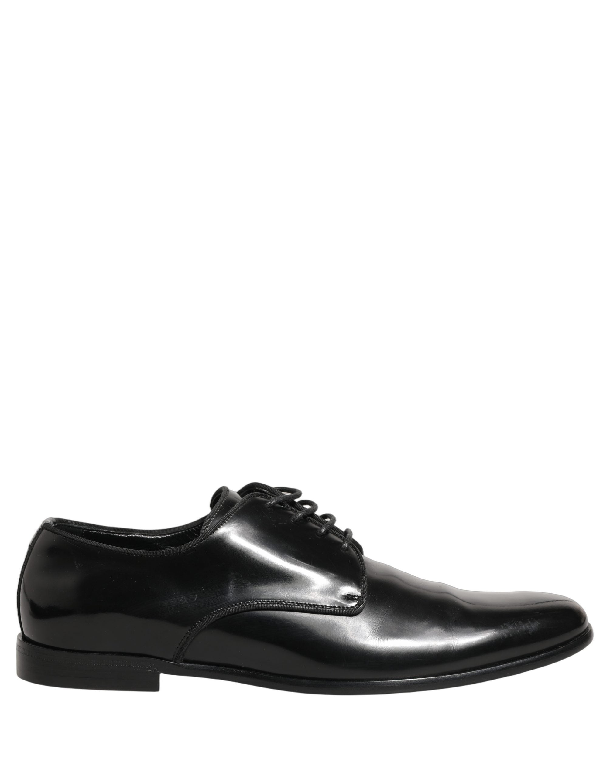 Chaussures derby en cuir noir pour homme de Dolce & Gabbana, chaussures de ville élégantes et formelles en cuir noir.